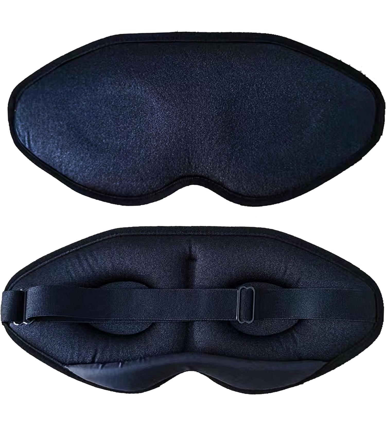Premium 3D Contoured Sleeping Eye Mask - 100% Light Blocking Blindfold for Men & Women | Ideal for Travel Yoga & Naps | Breathable Comfort in Black - Buy Online on GoSupps.com