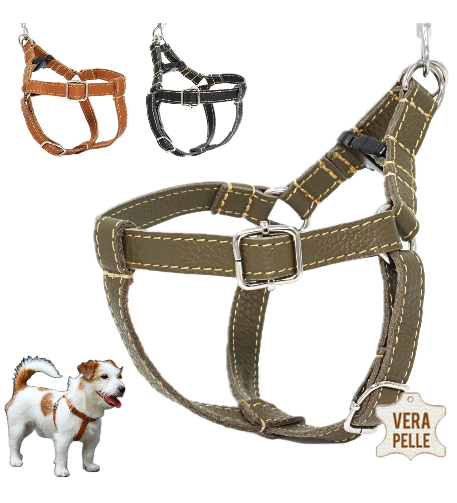 Dogissimi Leather Dog Harness for Small & Medium Dogs - Adjustable Ergonomic Handmade in Italy (S 33-44 cm) - Buy Online on GoSupps.com