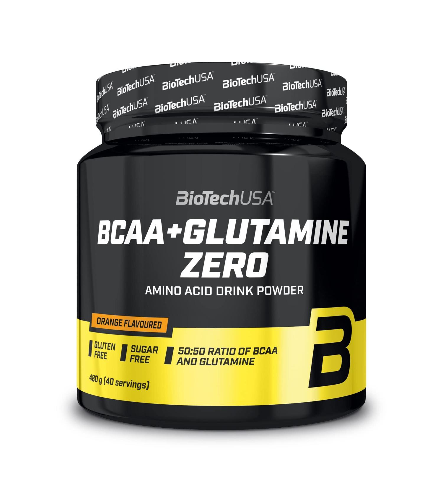 BioTechUSA BCAA + Glutamine Zero | Vegan Sugar-Free Gluten-Free | 40 Servings | 2:1:1 Ratio | Orange Flavour | 480g - Buy Online on GoSupps.com