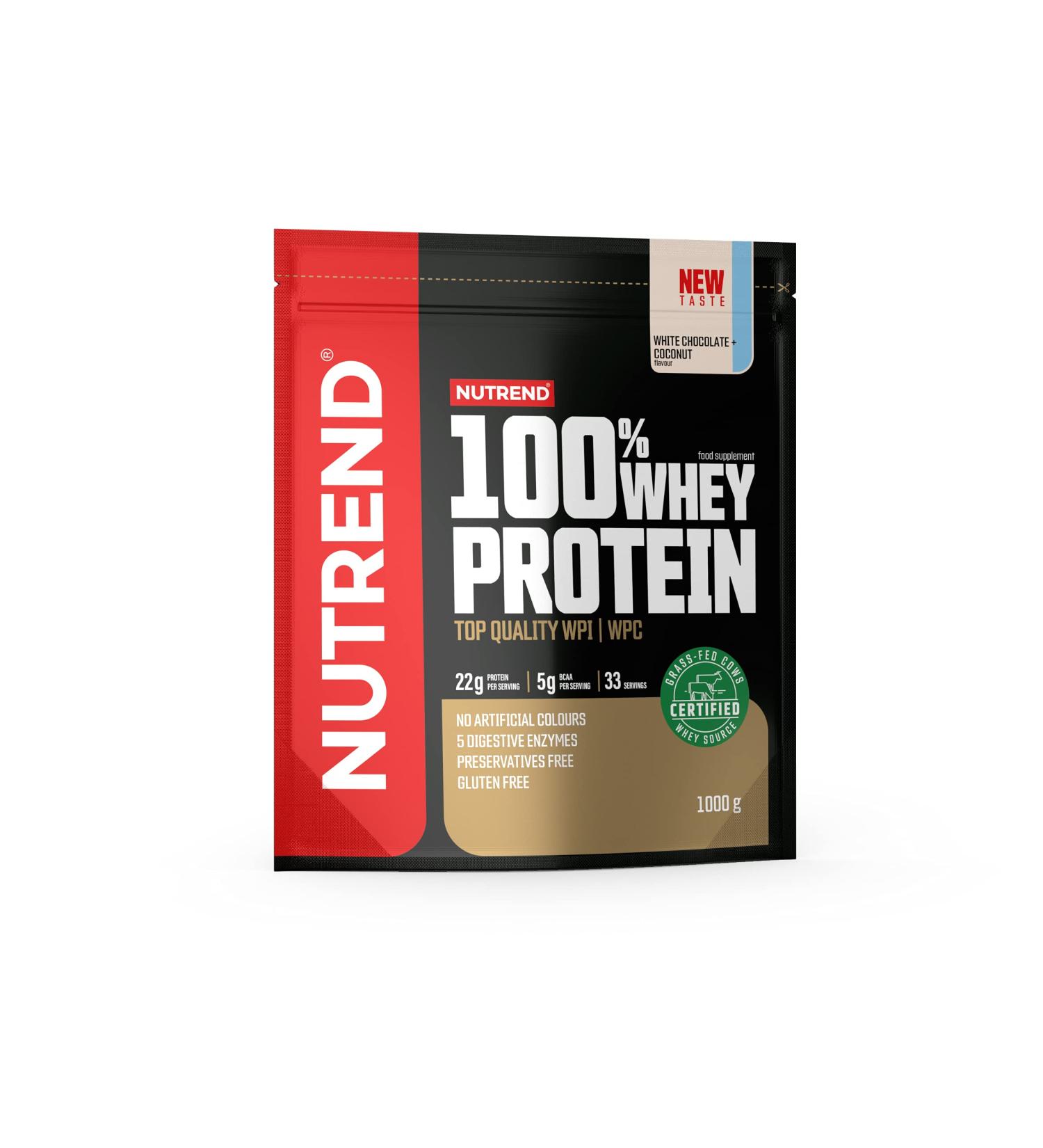 Nutrend 100% Whey Protein Powder - Muscle Building & Recovery with Glutamine & Amino Acids 1000g White Chocolate Coconut - International Shipping Available - Buy Online on GoSupps.com
