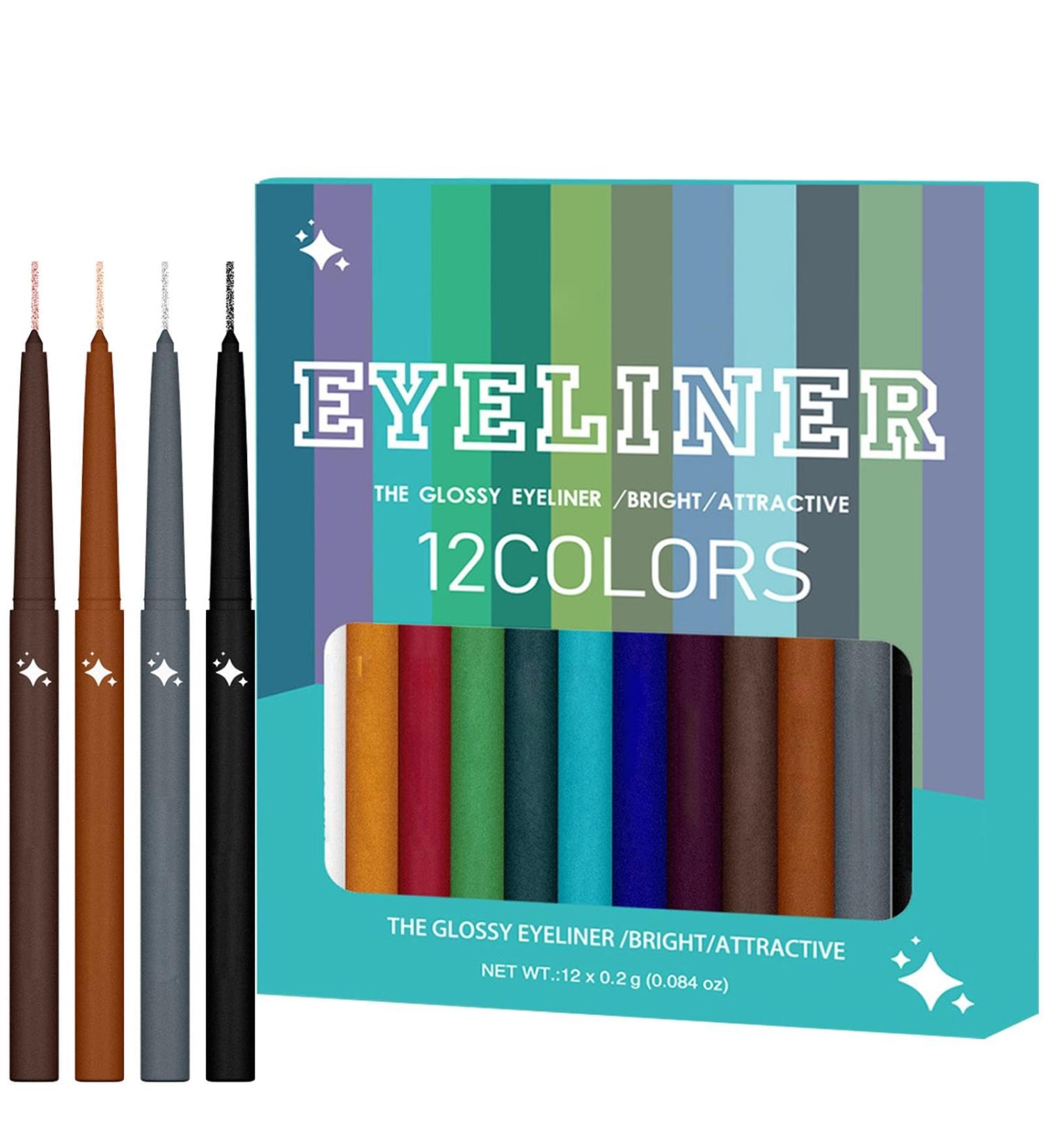 Shakven Eye Liner Set - 12 Colors Glitter Eye Liners | Waterproof Eye Liners Long Lasting Eye Colors Makeup Colors Professional Eye Makeup Set - Buy Online on GoSupps.com