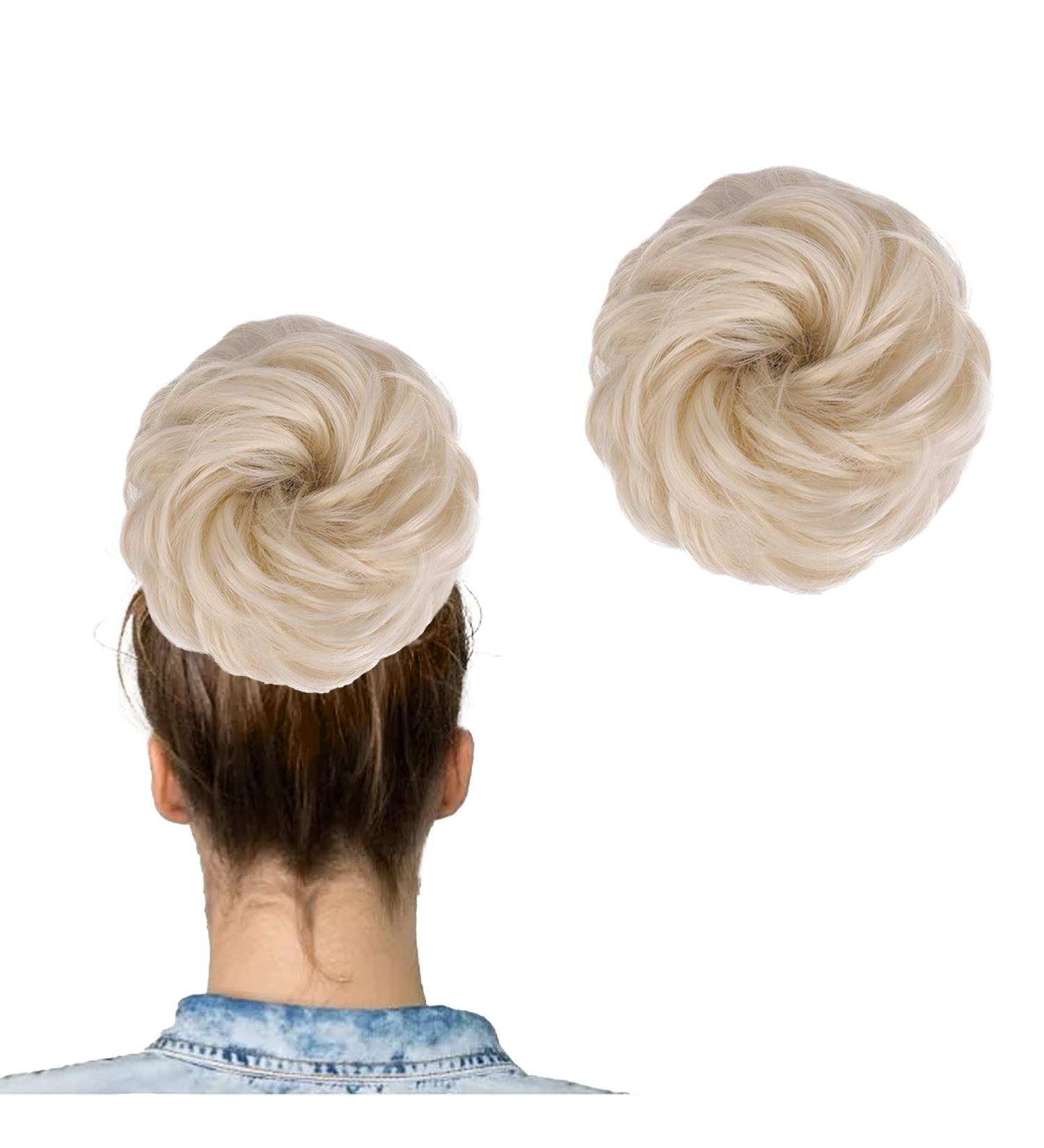 Messy Hair Bun Curly Wavy Hair Scrunchies Accessories Pieces for Women Girls Synthetic Updo Donut Ponytail Hair Extension Hair Accessories (Light Blonde) - Buy Online on GoSupps.com
