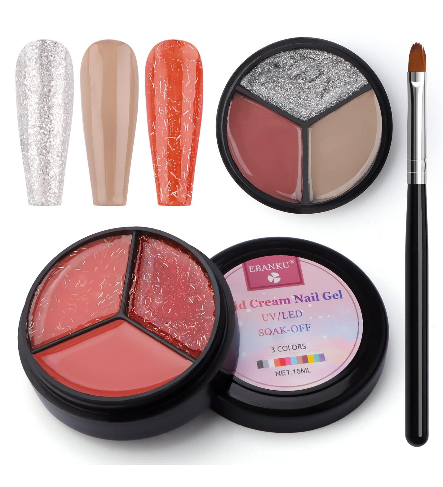 Ebanku 6 Colors Solid Cream Gel Nail Polish Set - 3 in 1 Pudding Gel for Salon Quality Nail Art | UV Gel Nail Polish with Brushes | Perfect for Gel Nails - Buy Online on GoSupps.com