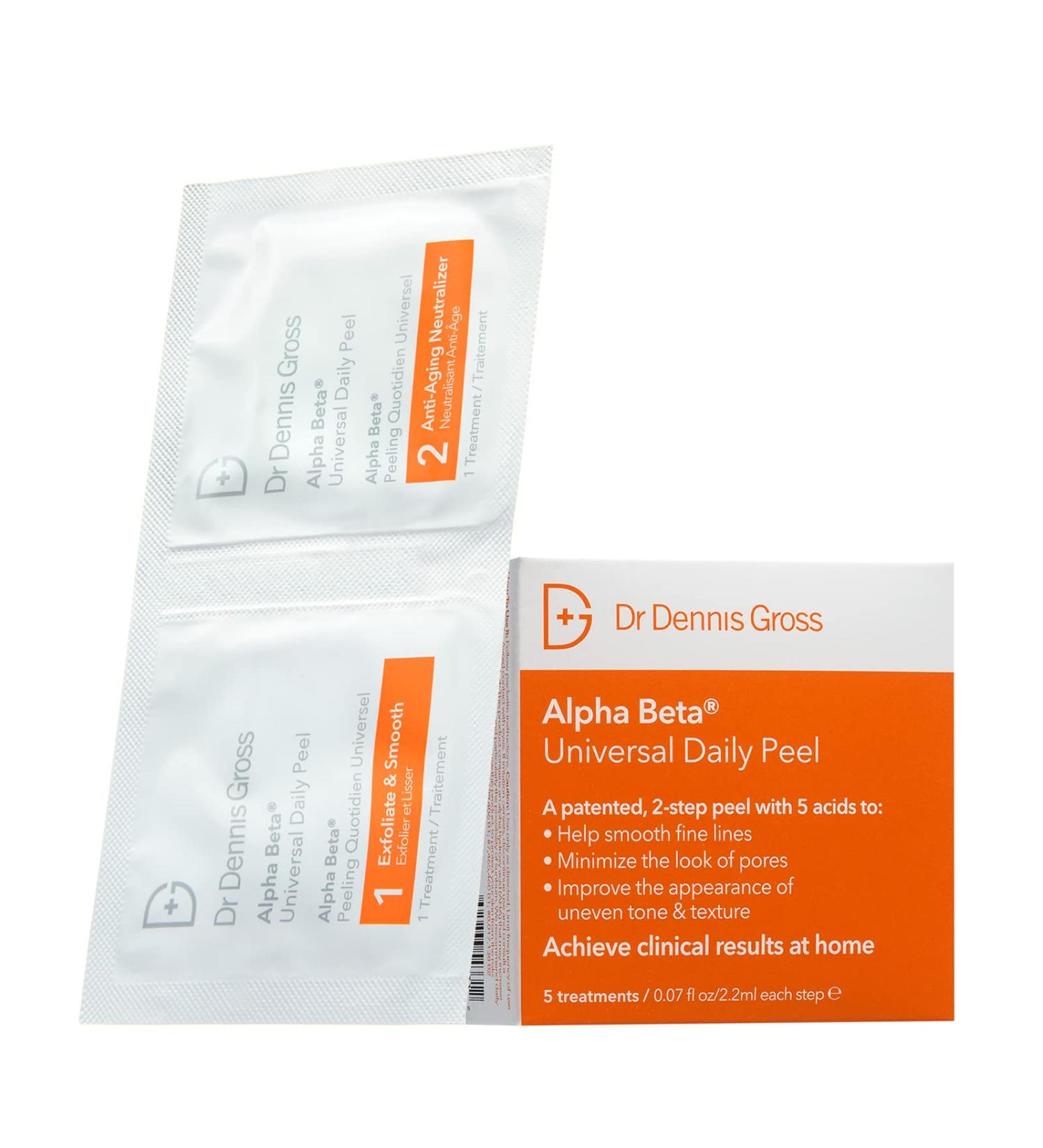 Dr. Dennis Gross Alpha Beta Universal Daily Peel - 5 Treatments for Uneven Tone, Fine Lines, & Enlarged Pores - Buy Online on GoSupps.com