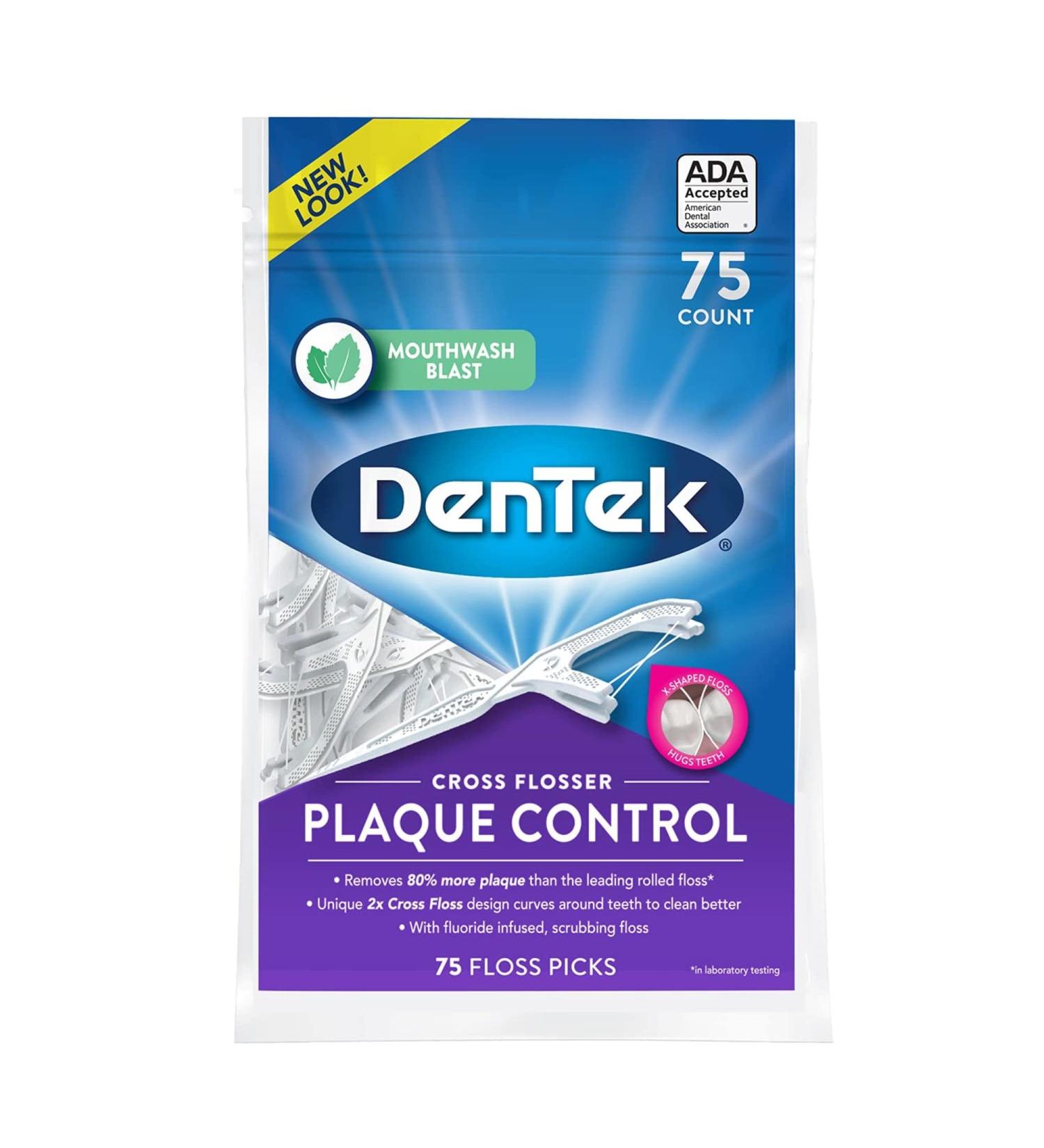 DenTek Cross Flosser Plaque Control Floss Picks X-Shaped 75 Count - Pack of 1 - Buy Online on GoSupps.com