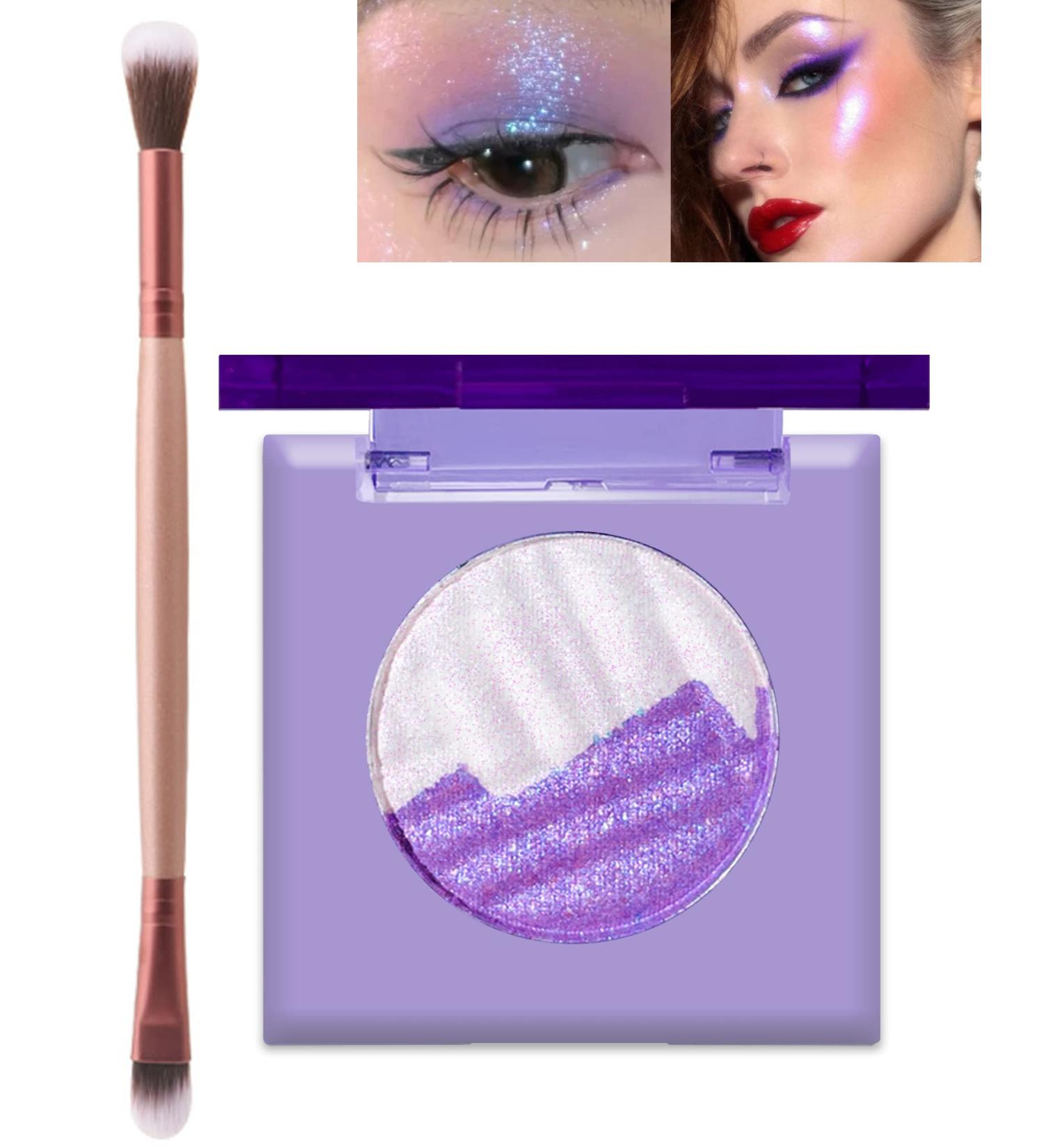 Purple Glitter Eyeshadow Palette: Multichrome Metallic Shimmer - High-Pigmented, Long-Lasting Holographic Duochrome Highlighter - Korean Eye Makeup | S10 - Buy Online on GoSupps.com