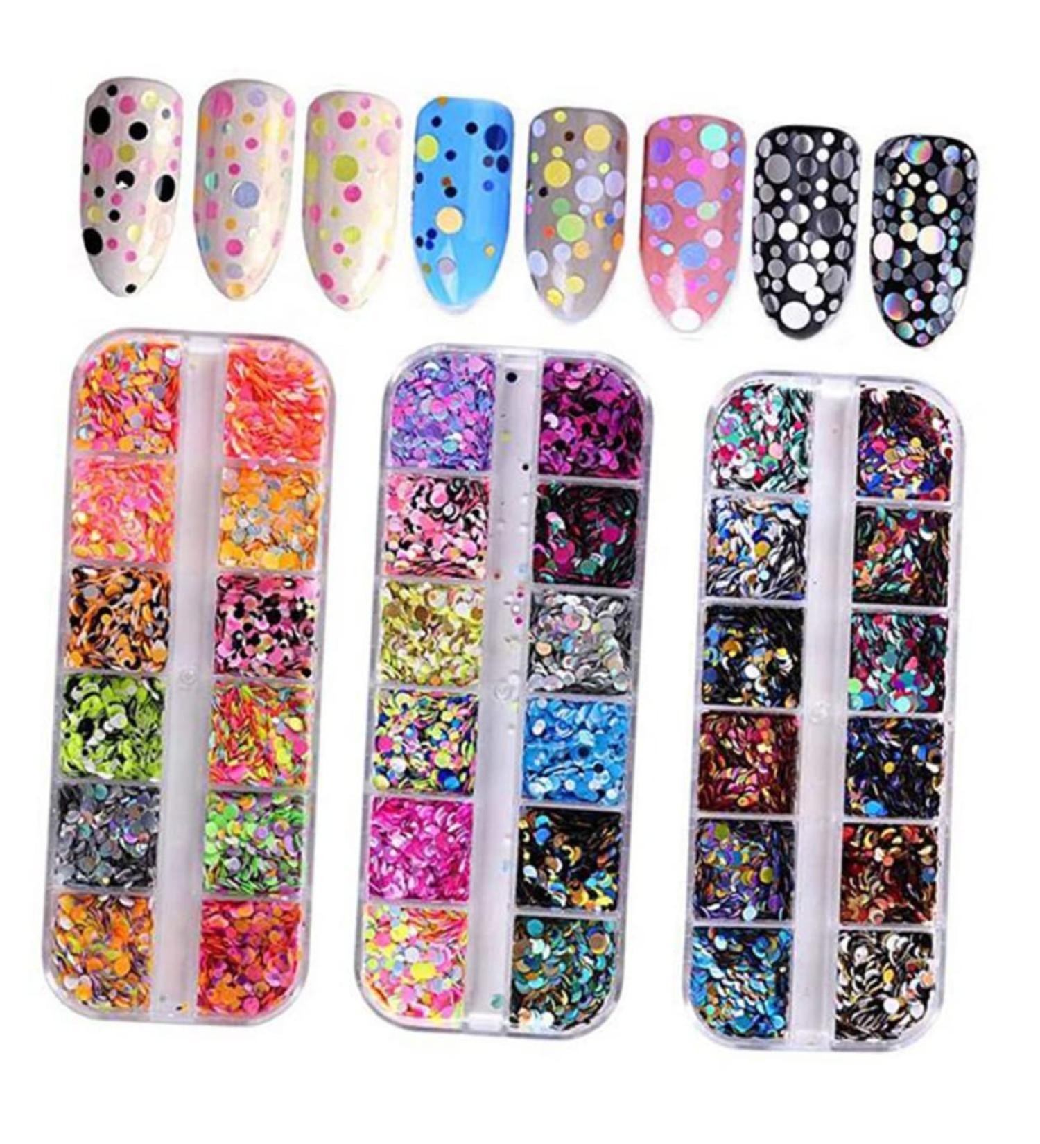 LALAFINA 3 Boxes Round Stickers Thin Nail Sequins Diy Nail Art Art Decoration Sticker Nail Art Pearls Glitter Nail Sequins Nail Art Decoration Circle Stickers Docile Accessories - Buy Online on GoSupps.com