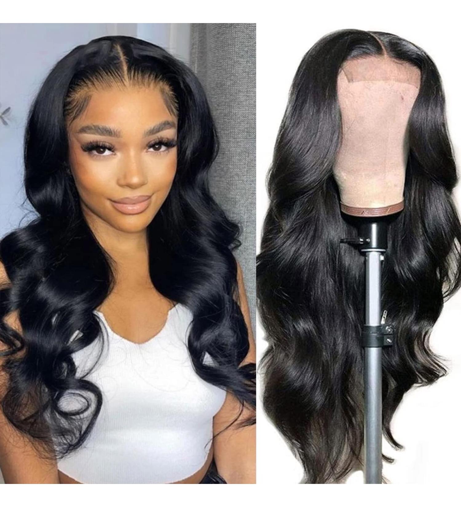 Wigs for Black Women Human Hair Body Wave Glueless 4x4 Closure Wigs Human Hair Pre Plucked  Brazilian Virgin Body Wave Lace Front Wig Bleached Knots  150 Density Natural Black Human Hair Wigs(16 Inch) 16 Inch 4x4 Body - Buy Online on GoSupps.com
