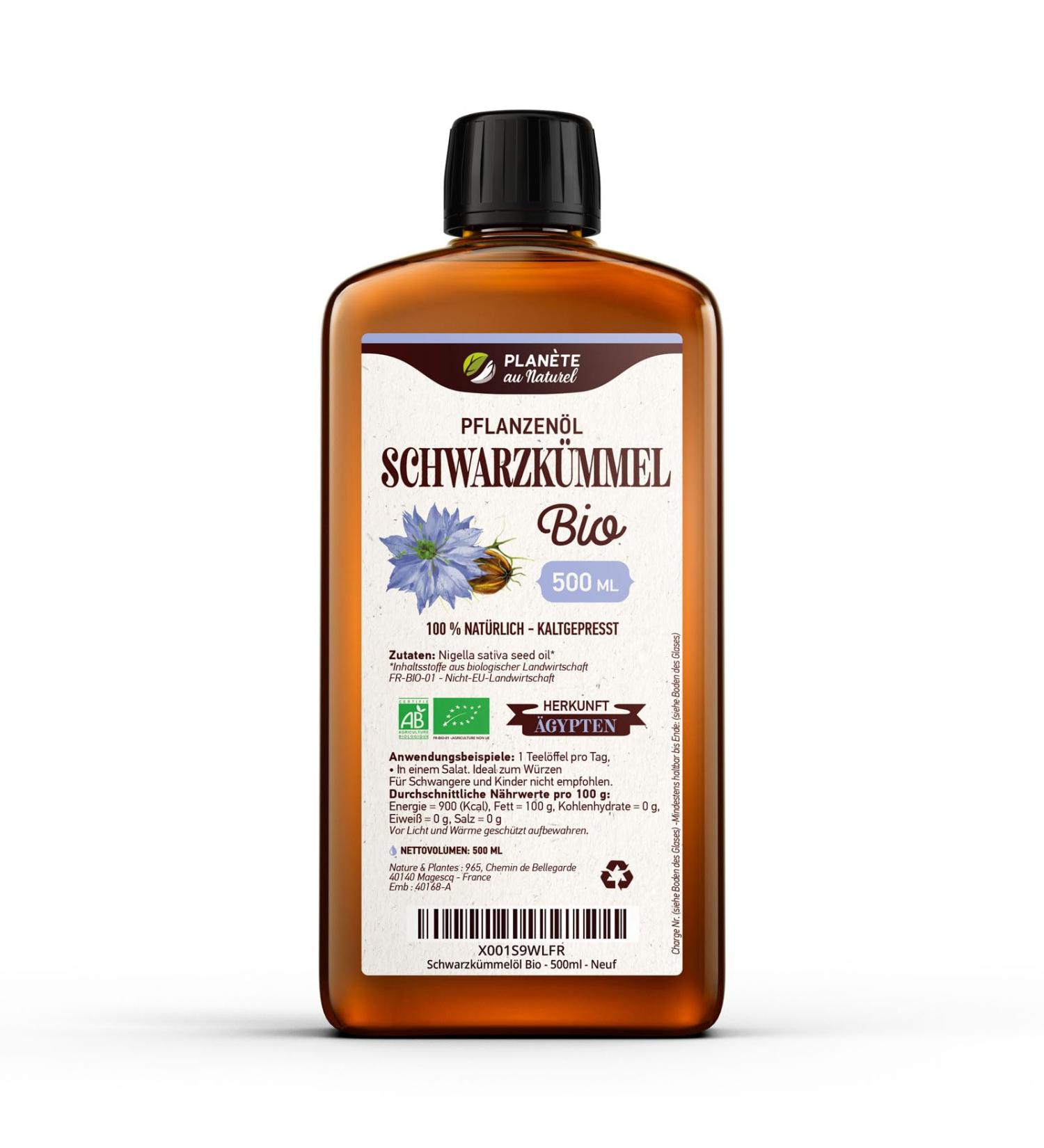 Organic Black Cumin Oil - 500 ml - 100% Organic Pure Natural & Cold Pressed 500 ml (Pack of 1)