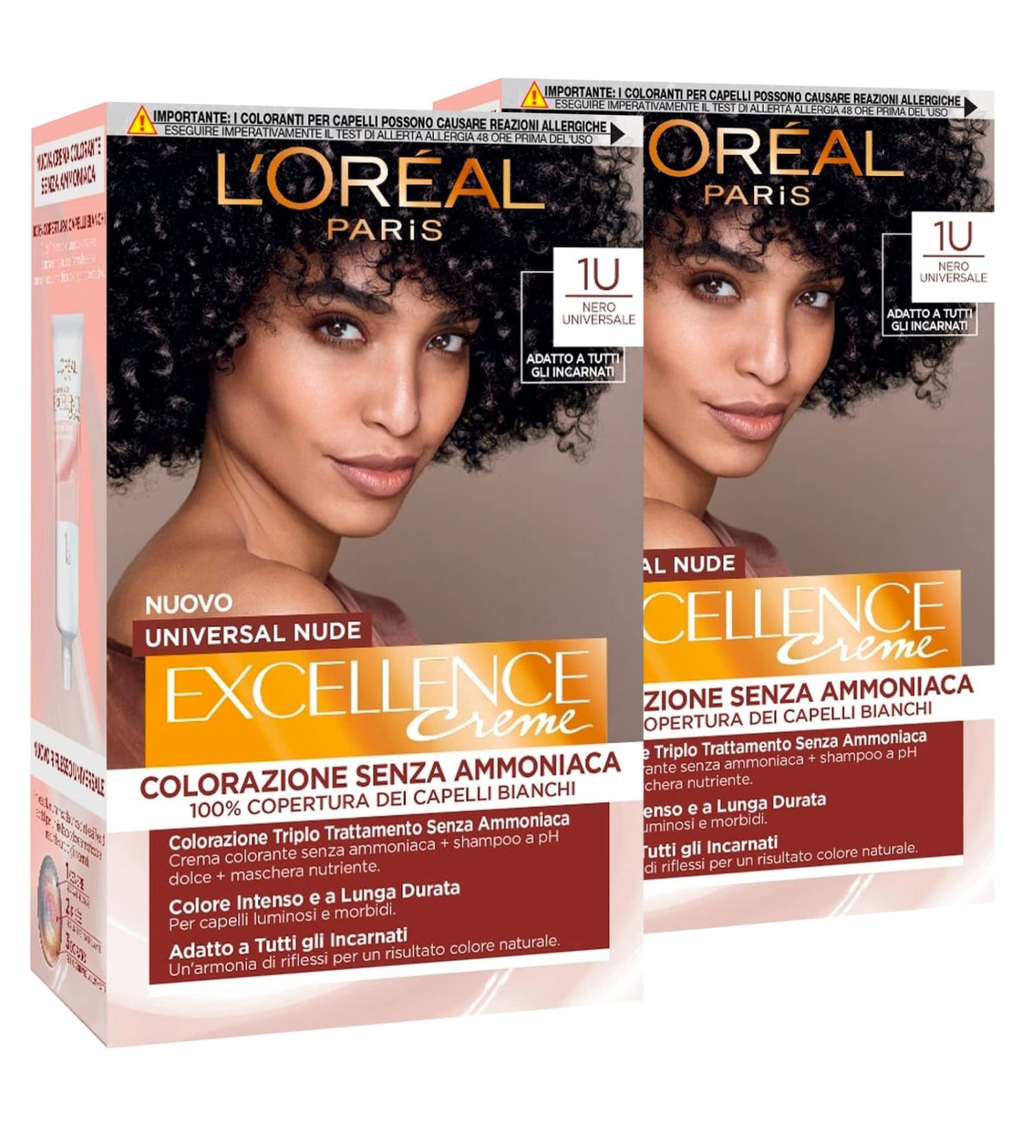 Buy 2 x L'Or al Paris Excellence Cream Hair Color - Universal Nude Black 1U | Triple Treatment Permanent Hair Color - International Shipping Available - Buy Online on GoSupps.com