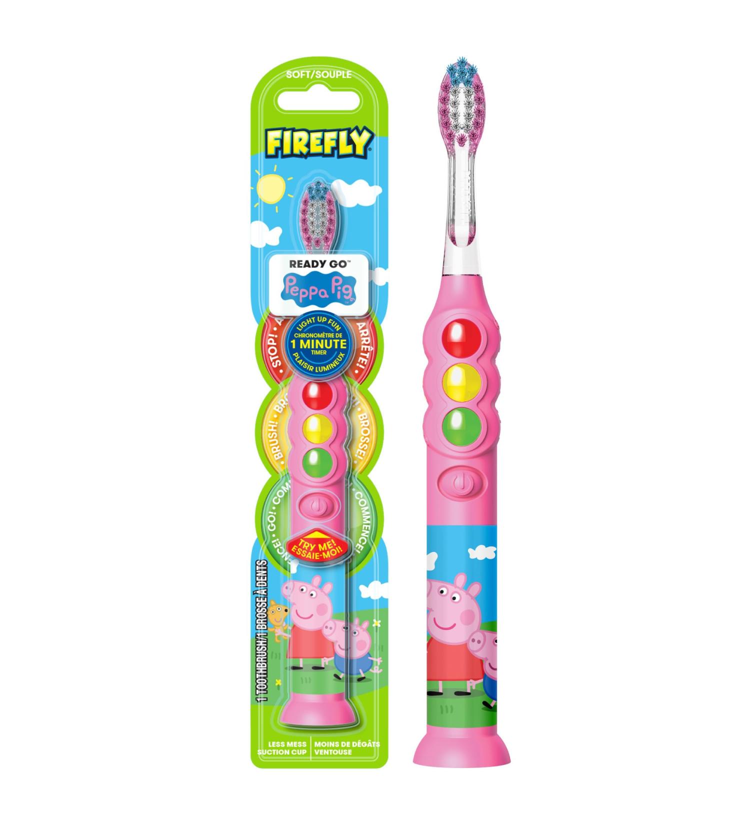 Firefly Peppa Pig Light Up Timer Toothbrush | Soft Bristles 1 Minute Timer Suction Cup for Ages 3 - Buy Online on GoSupps.com