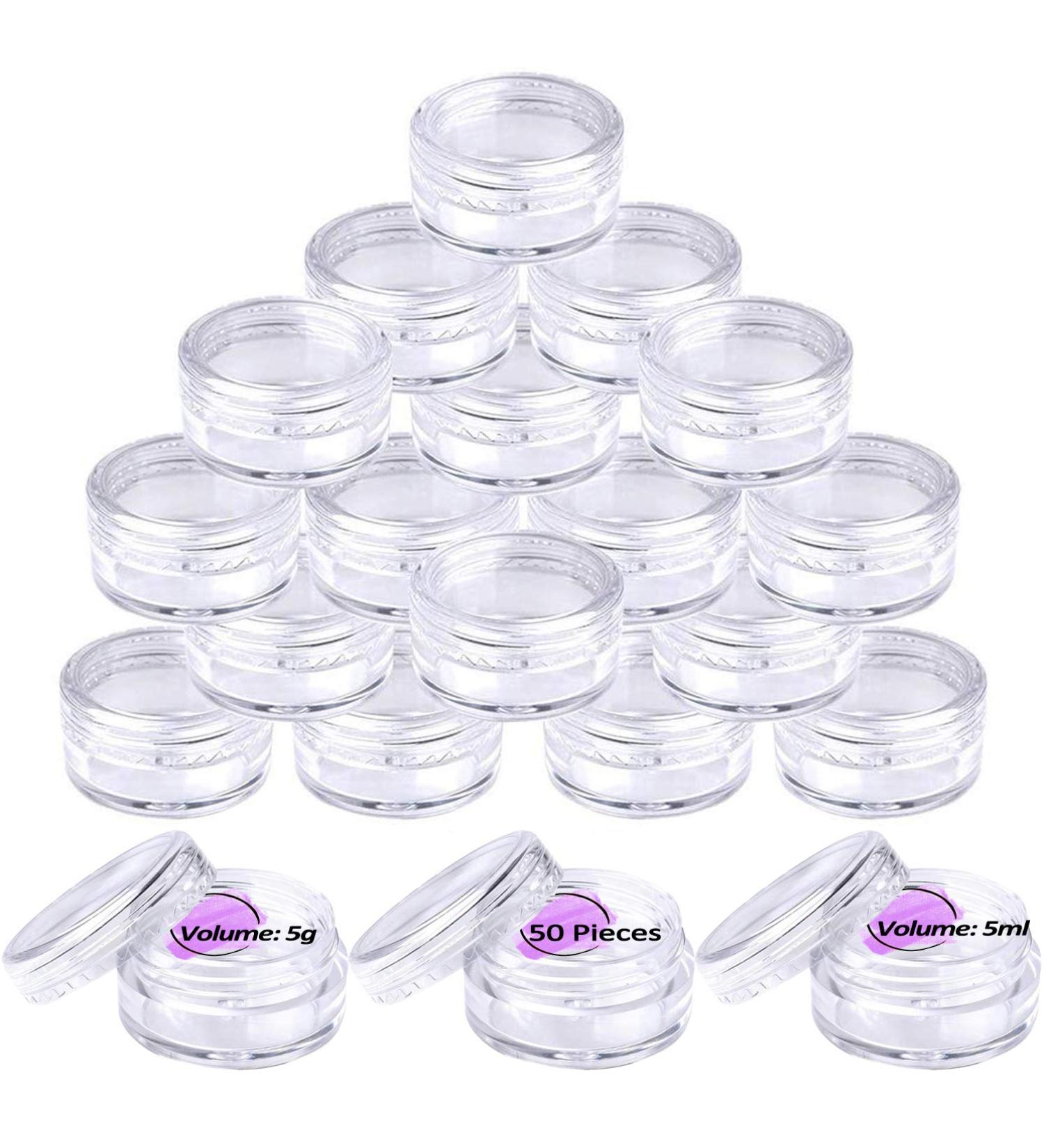 50 Transparent 5ml Cosmetic Containers - Travel-Friendly Screw Cap Jars for Creams Lip Balm and Nail Art - Buy Online on GoSupps.com