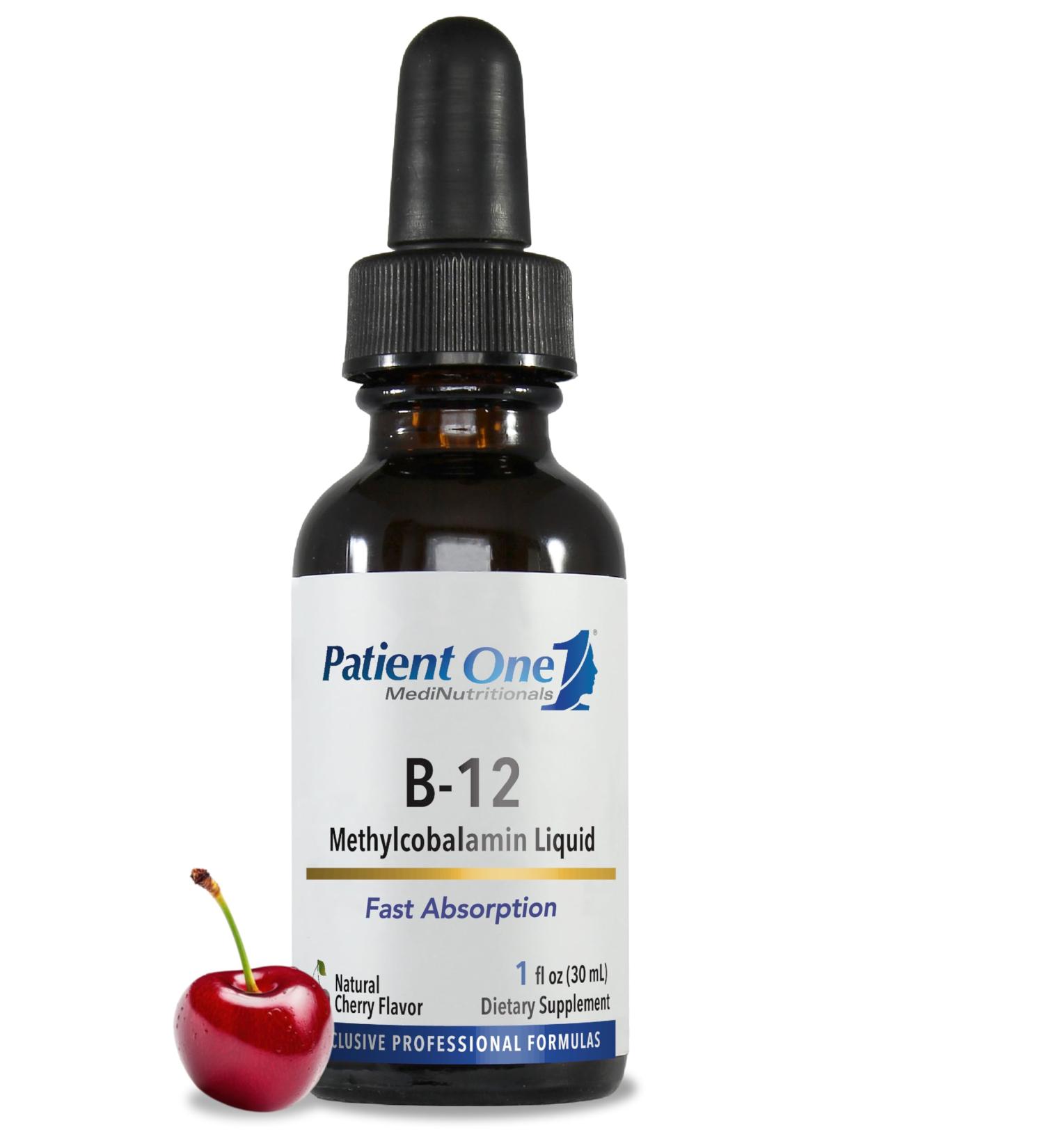 Patient One Vitamin B12 2000mcg Liquid | Supplement to Support Energy and Heart and Nervous System Health* | Methylcobalamin Form | 1 fl oz Liquid - Buy Online on GoSupps.com