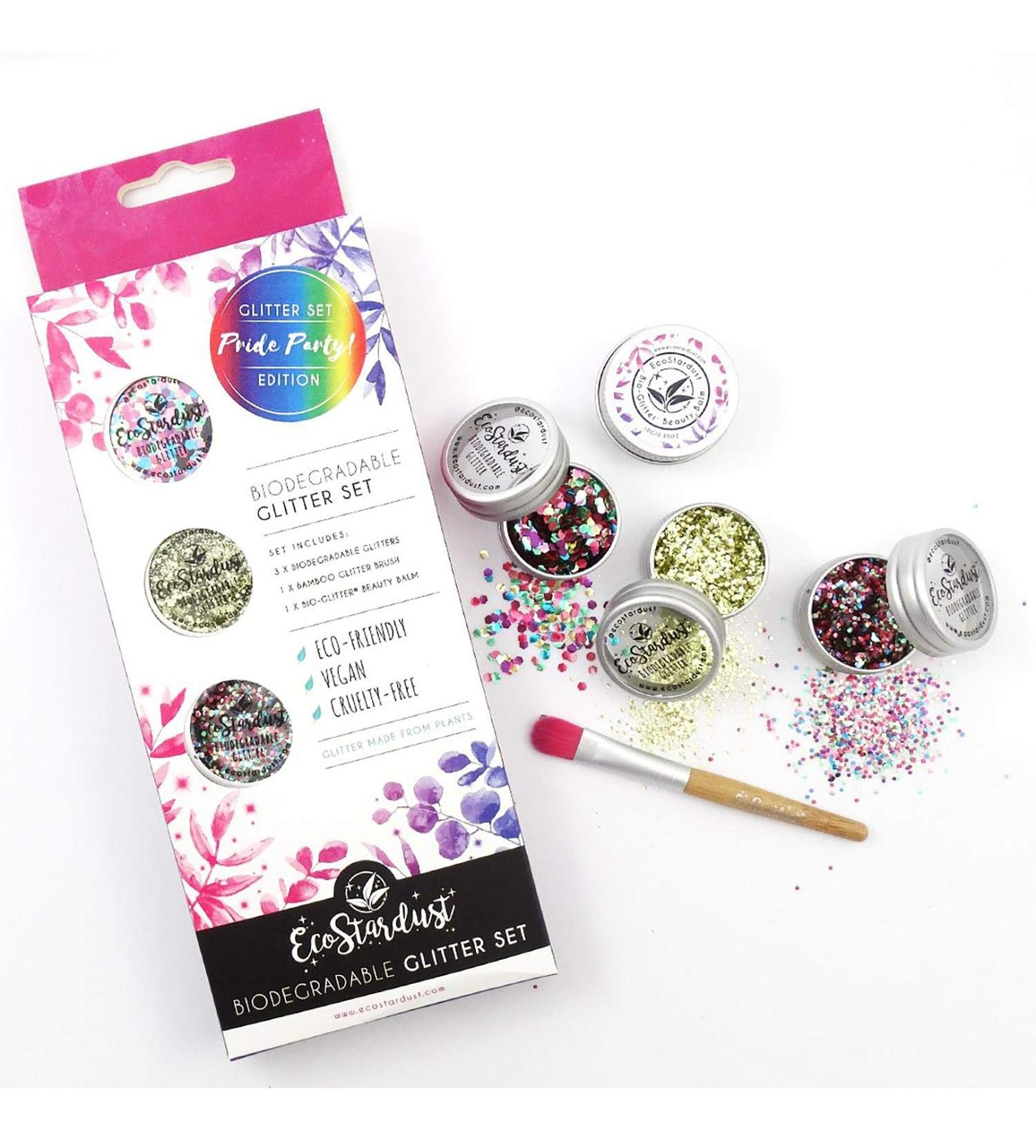 EcoStardust Pride Party Biodegradable Glitter Set | Eco-Friendly Balm & Brush for Celebrations - Buy Online on GoSupps.com