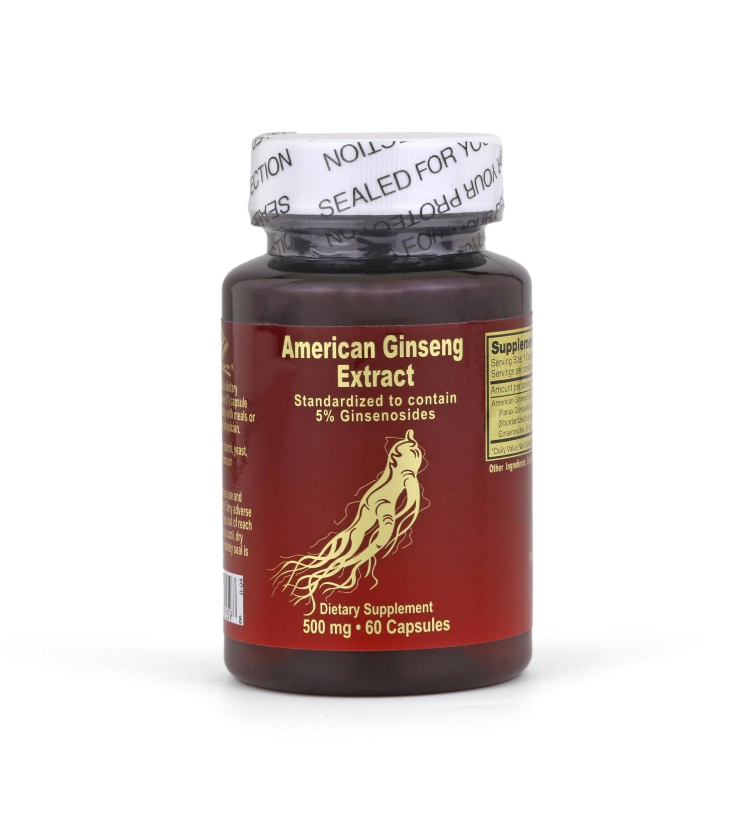Nu-Health American Ginseng Extract 500 mg Capsules Standardized to 5% Ginsenosides Natural Energy & Focus Support Premium Herbal Supplement 60 Capsules - Buy Online on GoSupps.com