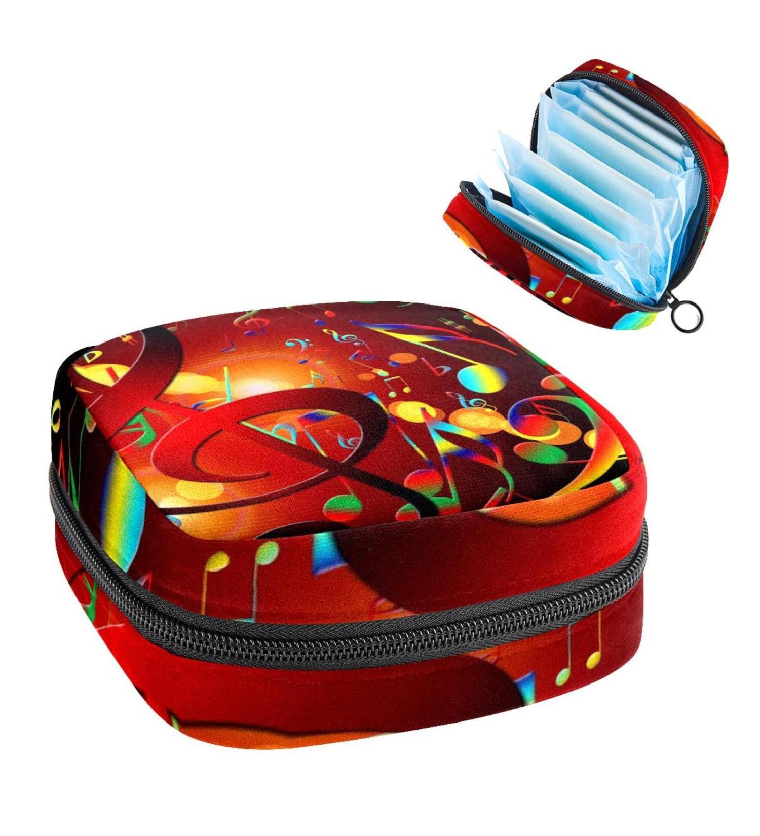 Portable Menstrual Pad & Tampon Storage Bags - Musical Notes Design | Women's Napkin Zipper Bag for Teens & Girls - International Shipping - Buy Online on GoSupps.com