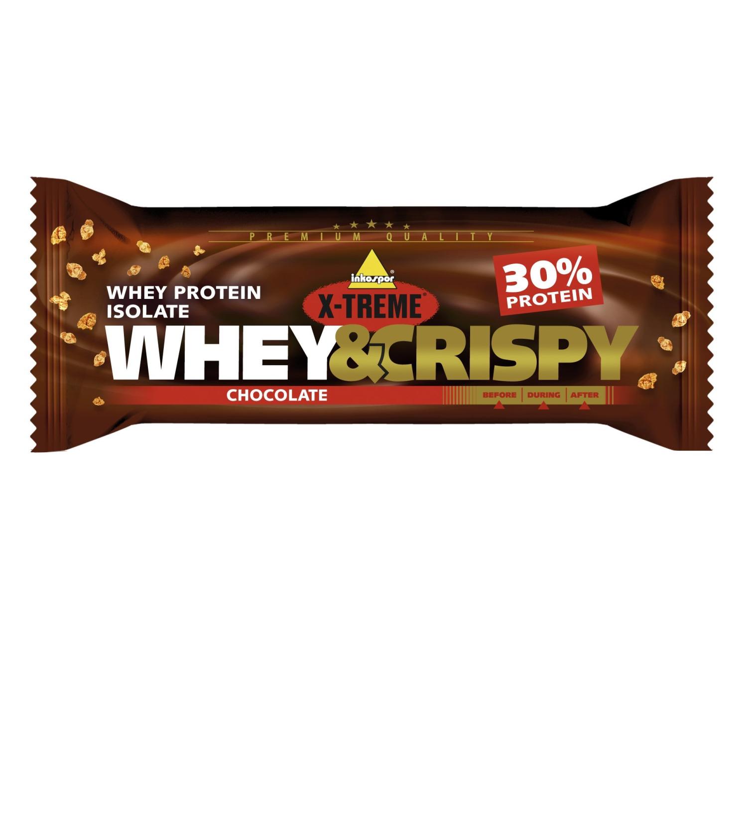 Inkospor X-Treme Whey & Crispy Bars - Chocolate Flavor (24 x 50g) | High Protein Snack for Fitness Enthusiasts - International Shipping Available - Buy Online on GoSupps.com