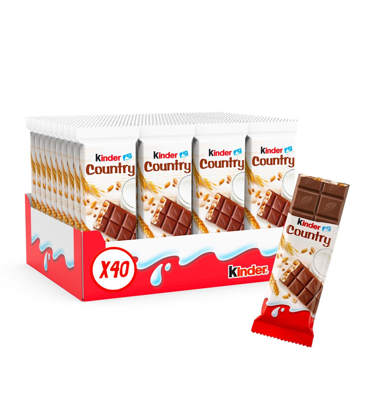 Kinder Country - Barre C r ali re enrob e de Chocolat au Lait avec un C ur au Lait fondant et des C r ales souffl es - Gourmand et Croustillant - Format partager - 40 Barres - Buy Online on GoSupps.com