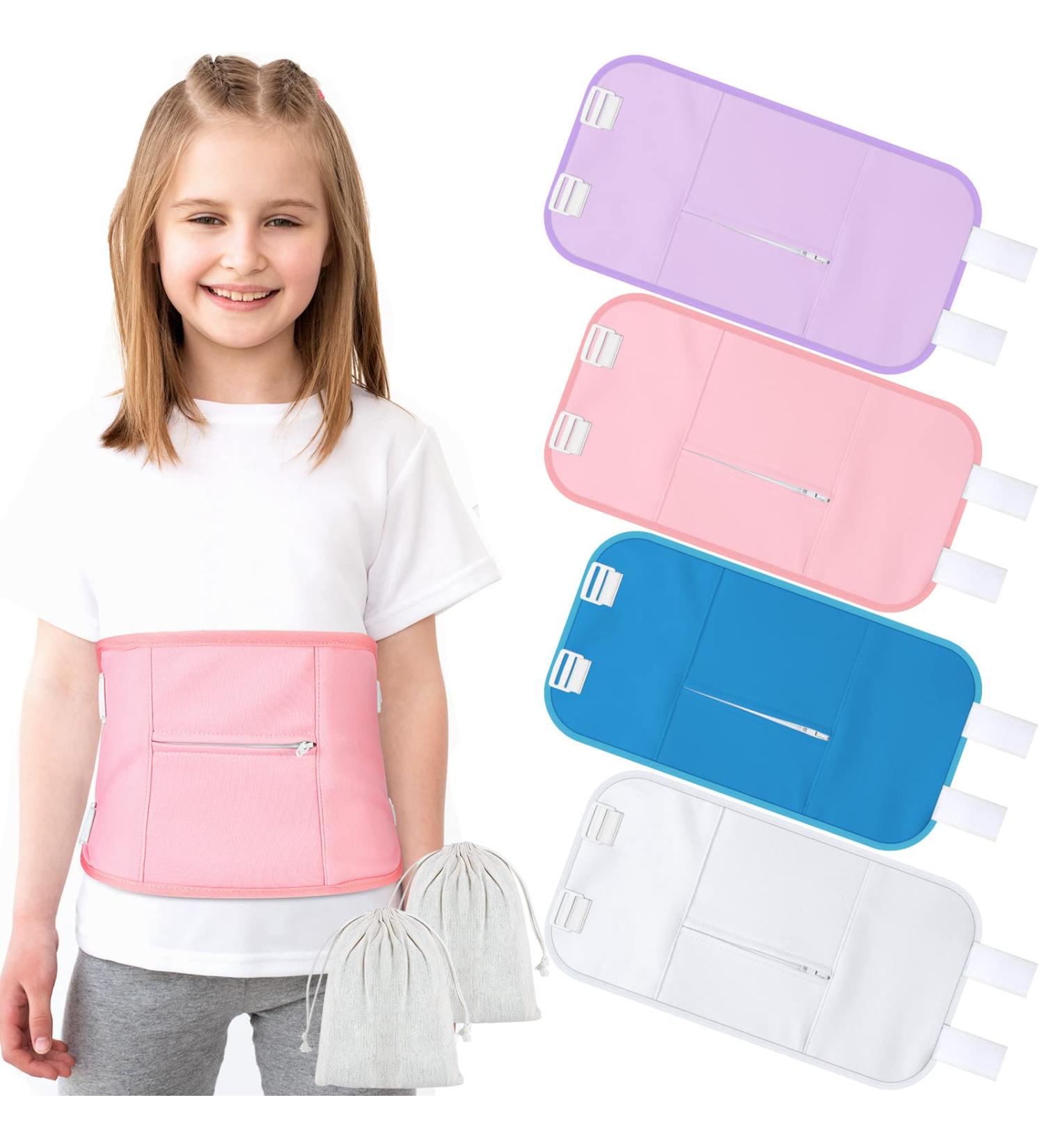 Sanwuta 4 Pack Castor Oil Pack Wrap for Kids - Organic Reusable Compress Kit with Storage Bags | Ideal for Massage & Relaxation - White Blue Pink Purple - Buy Online on GoSupps.com