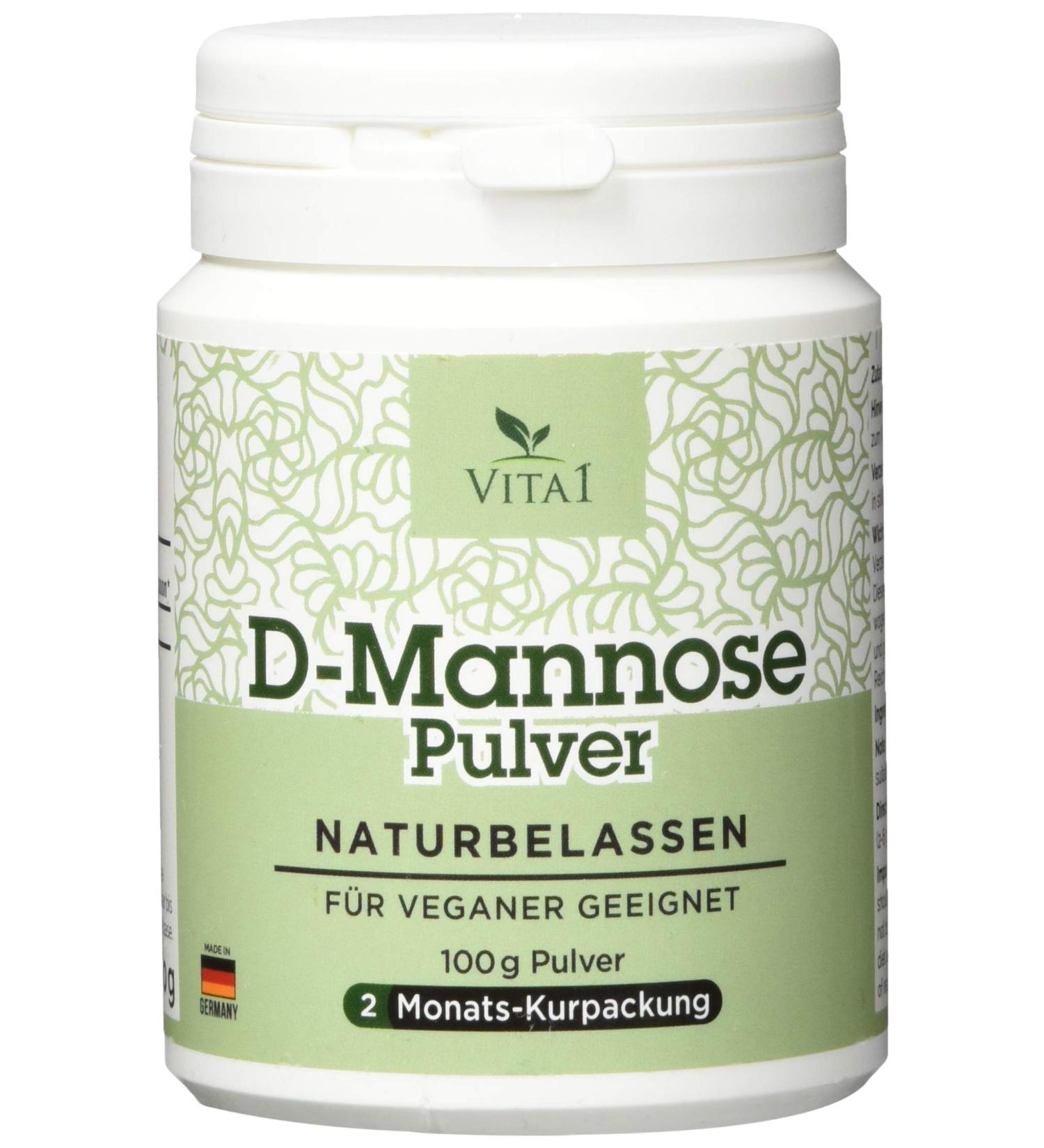VITA1 D-Mannose Powder - 100g | Pure Natural Vegan Additive-Free | Best for Vegans & Vegetarians - Buy Online on GoSupps.com