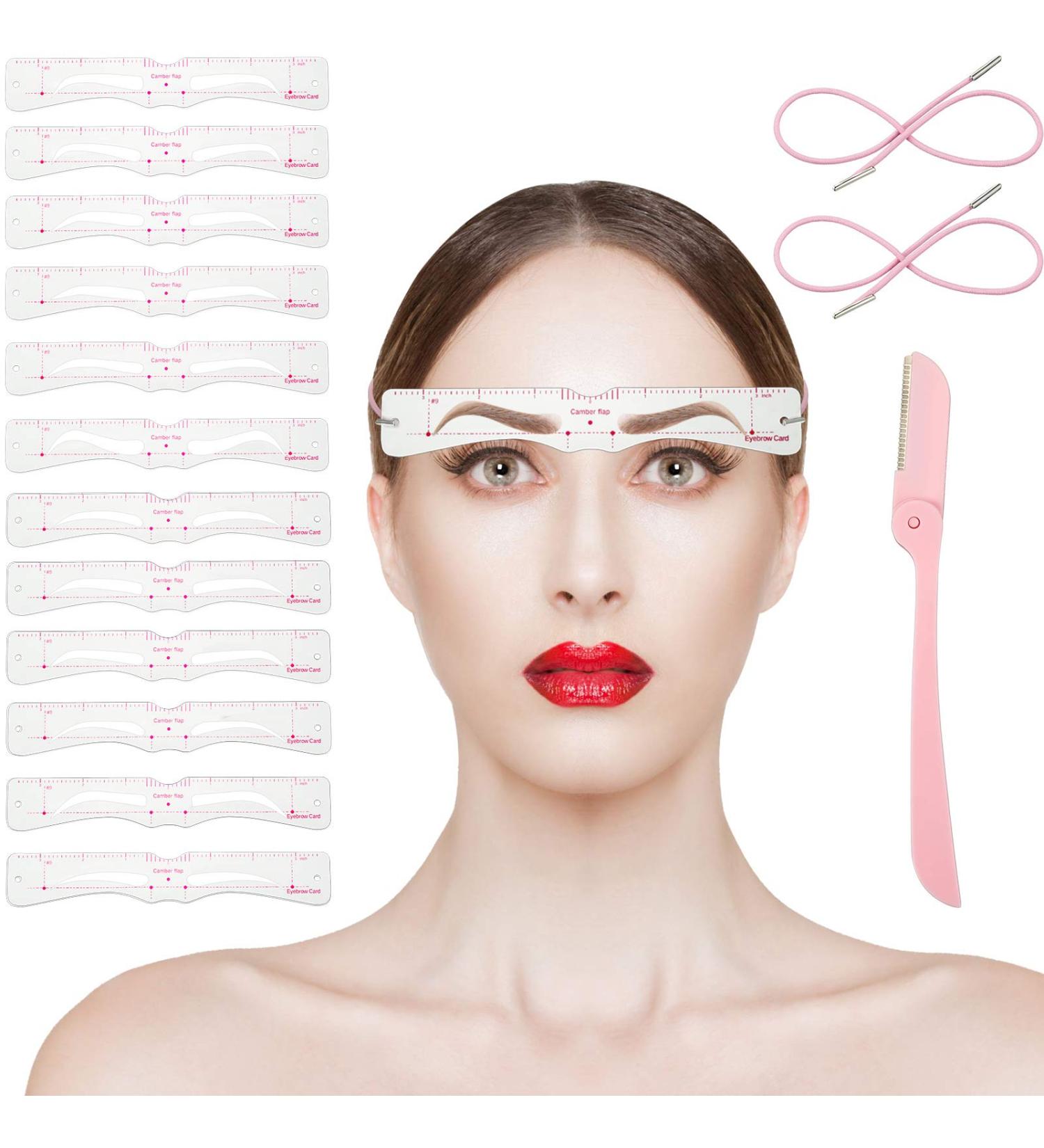 15-Piece Eyebrow Template Kit | Reusable Stencils & Razor for Women | Perfect Makeup Tools - Buy Online on GoSupps.com