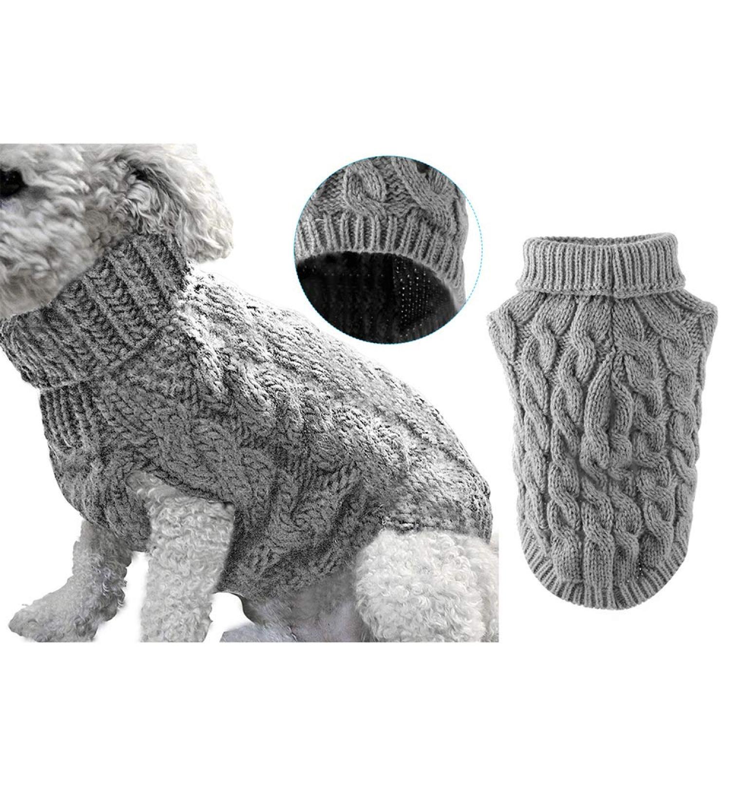 Shop XL Gray Dog Roll Collar Knitting Sweater - Winter Warmer for Small Medium & Large Dogs Puppies & Cats - Thick & Cozy Coat - Buy Online on GoSupps.com