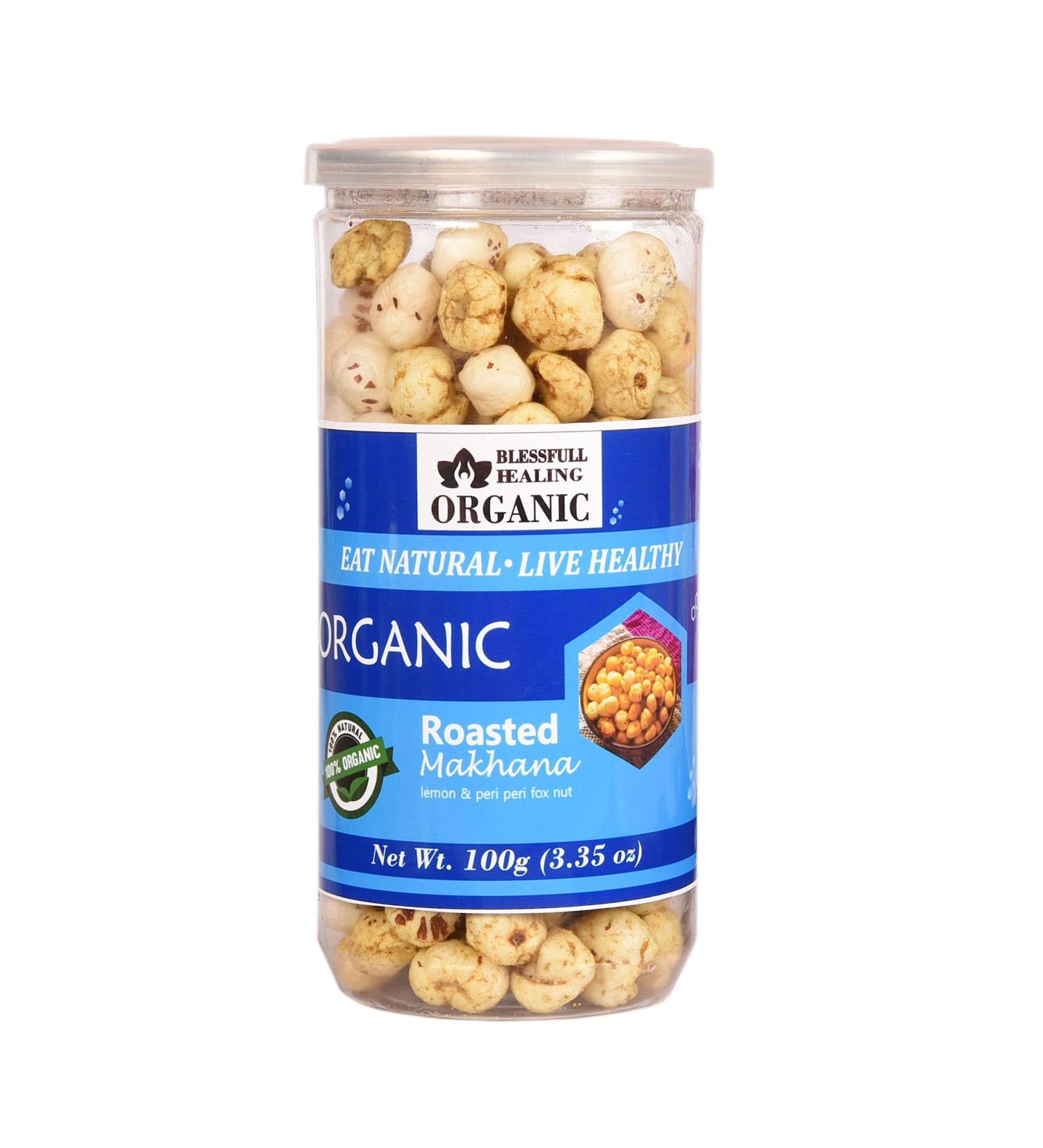 Buy Blessfull Healing Organic Roasted Lemon & Peri Peri Makhana - 100g - Healthy Snack for International Shipping - Buy Online on GoSupps.com