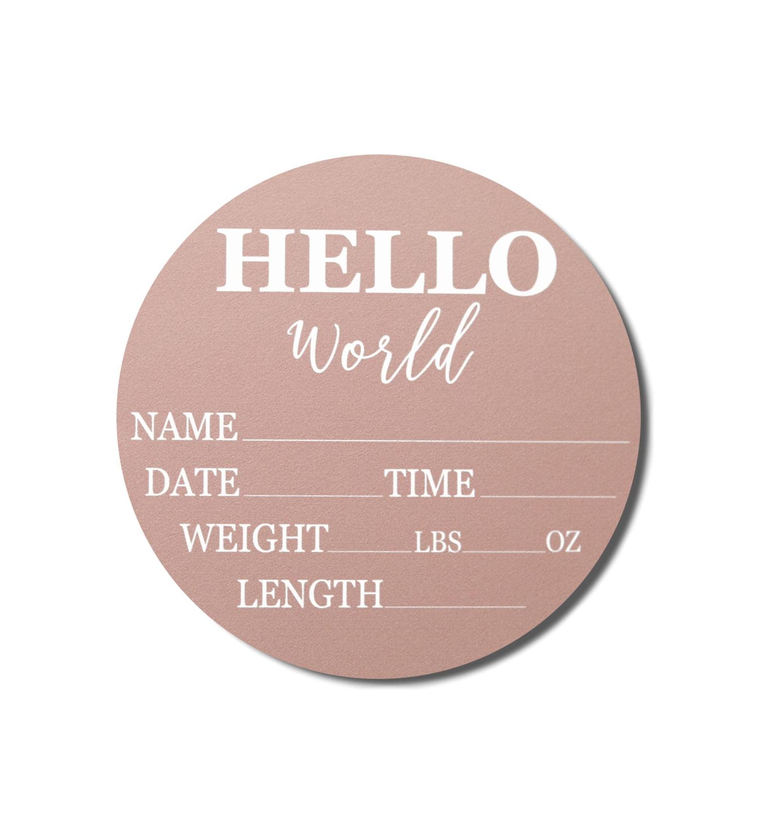 Hickory Hollow Designs Baby Announcement Sign - Hello World Birch Wood Nursery Decor for Newborn Boys & Girls - 6 Circle Board (Pink) Photo Prop - Buy Online on GoSupps.com