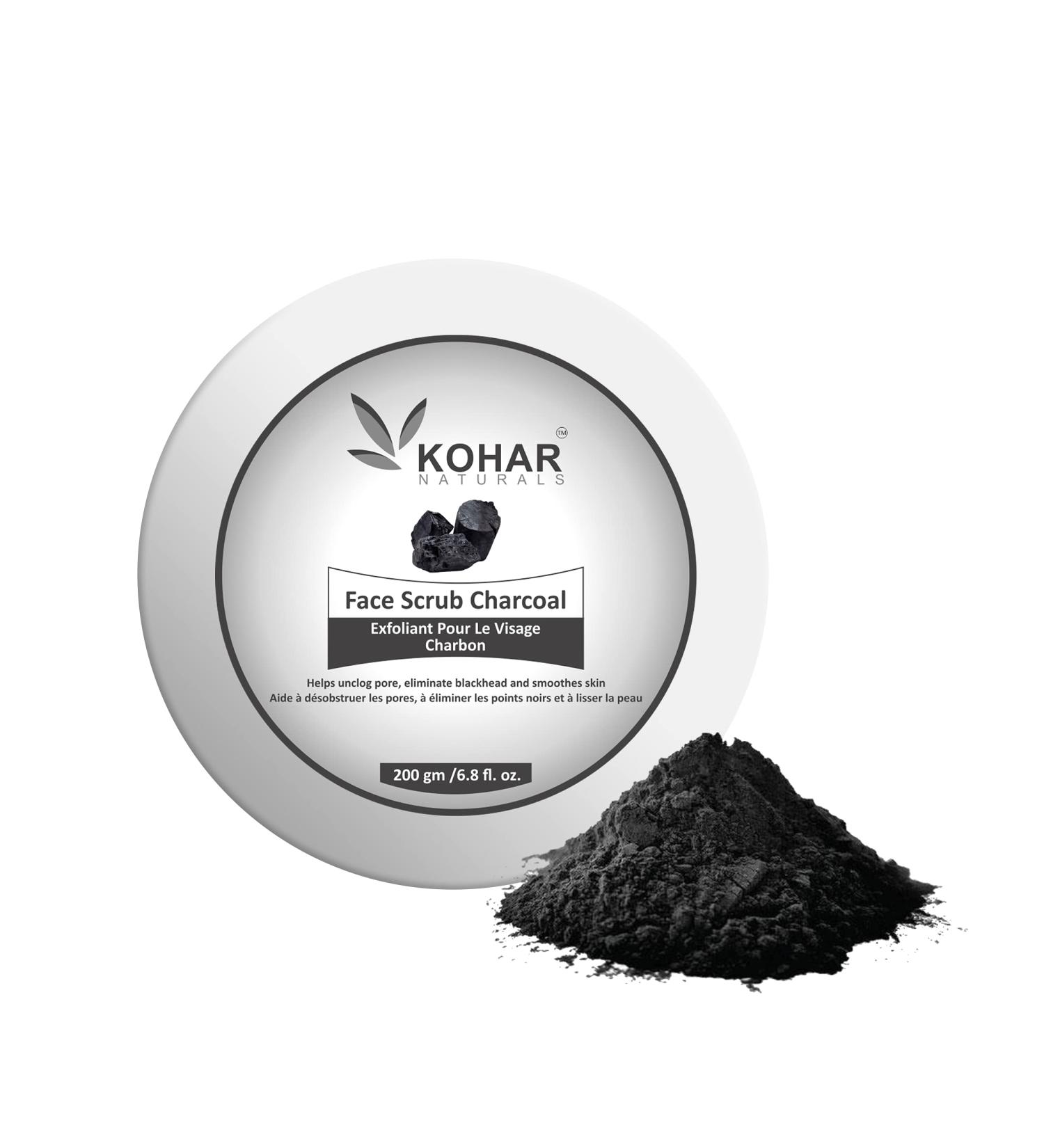 Charcoal Face & Body Exfoliating Scrub - Remove Oils Blackheads & Moisturize - 200g for Men & Women - Buy Online on GoSupps.com