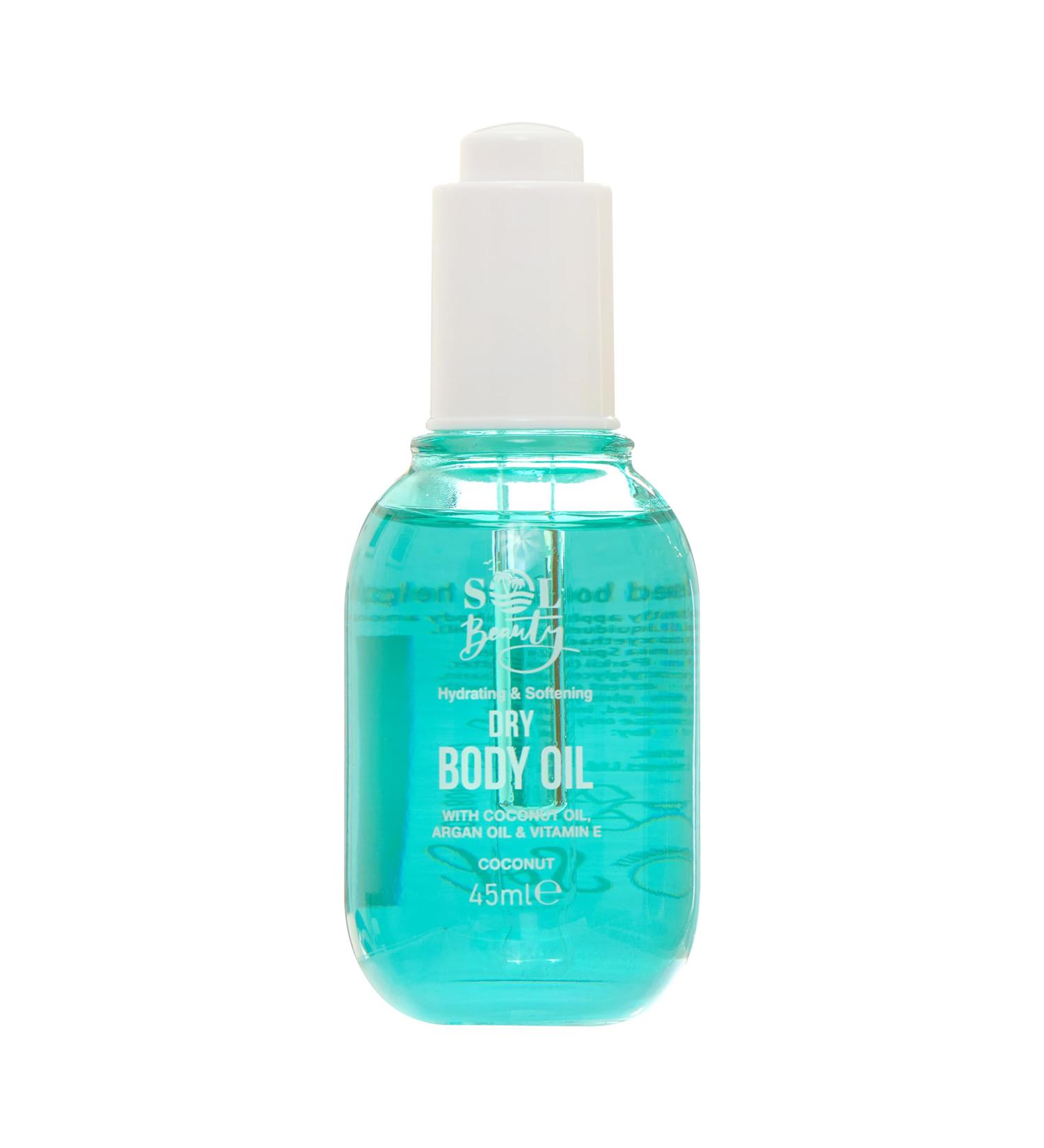 Sol Beauty Coconut Scent Dry Body Oil with Coconut Oil Argan Oil & Vitamin E Helps Smooth and Soften Skin Vegan Friendly Lightweight Moisturizer 45ml - Buy Online on GoSupps.com