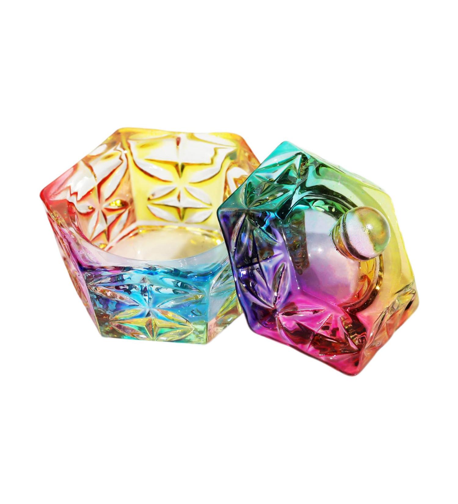 Nails Art Glass Dappen Dish Crystal Glass Dish Nails Art Dappen Dish With Lid Heart Shaped Liquids Crystal Cup - Buy Online on GoSupps.com