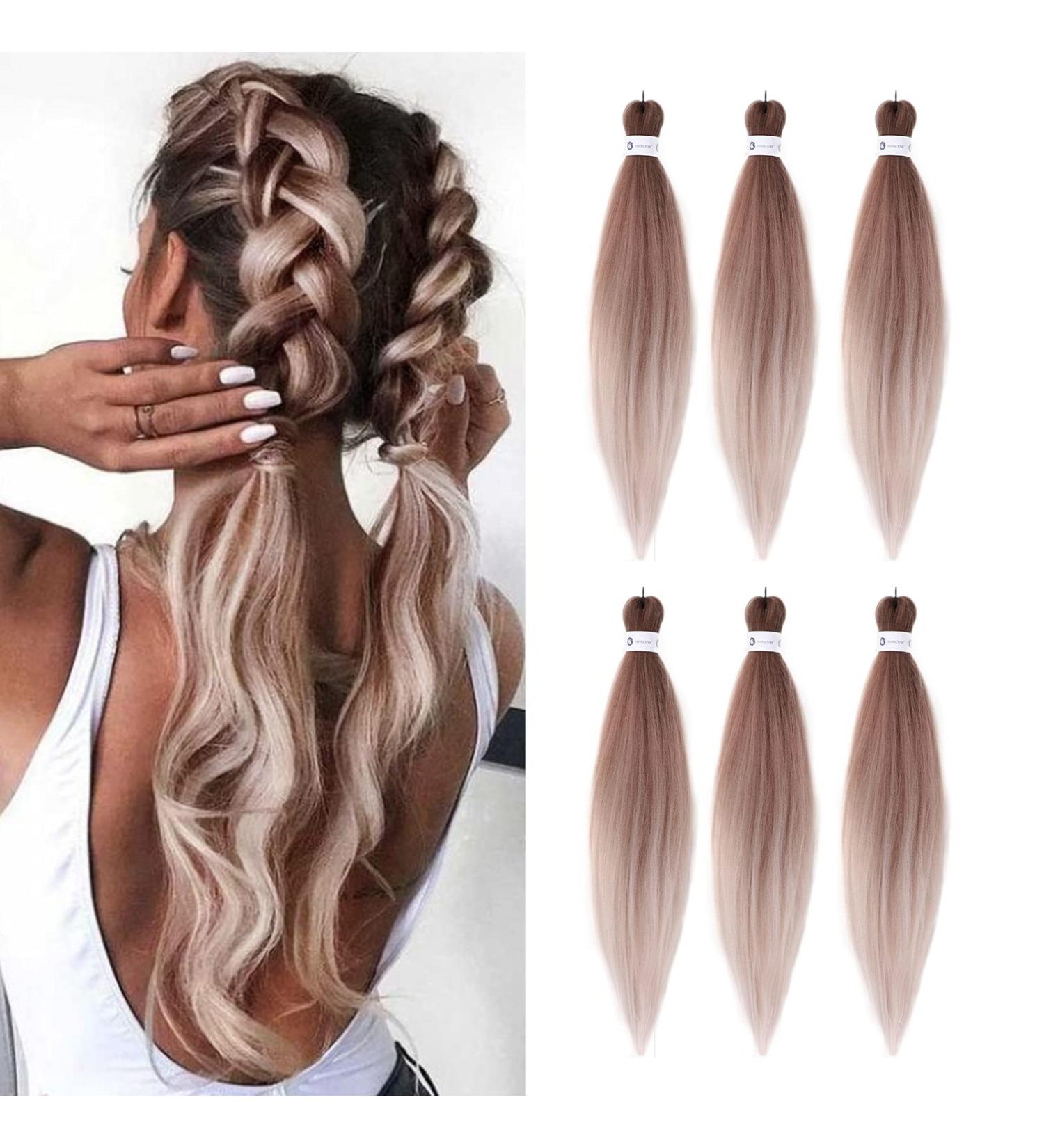 26 Ombre Brown Pre-Stretched Braiding Hair Extensions - 6 Pack Professional Soft Yaki Synthetic Crochet Braids - Hot Water Setting - 26 Inch - Buy Online on GoSupps.com