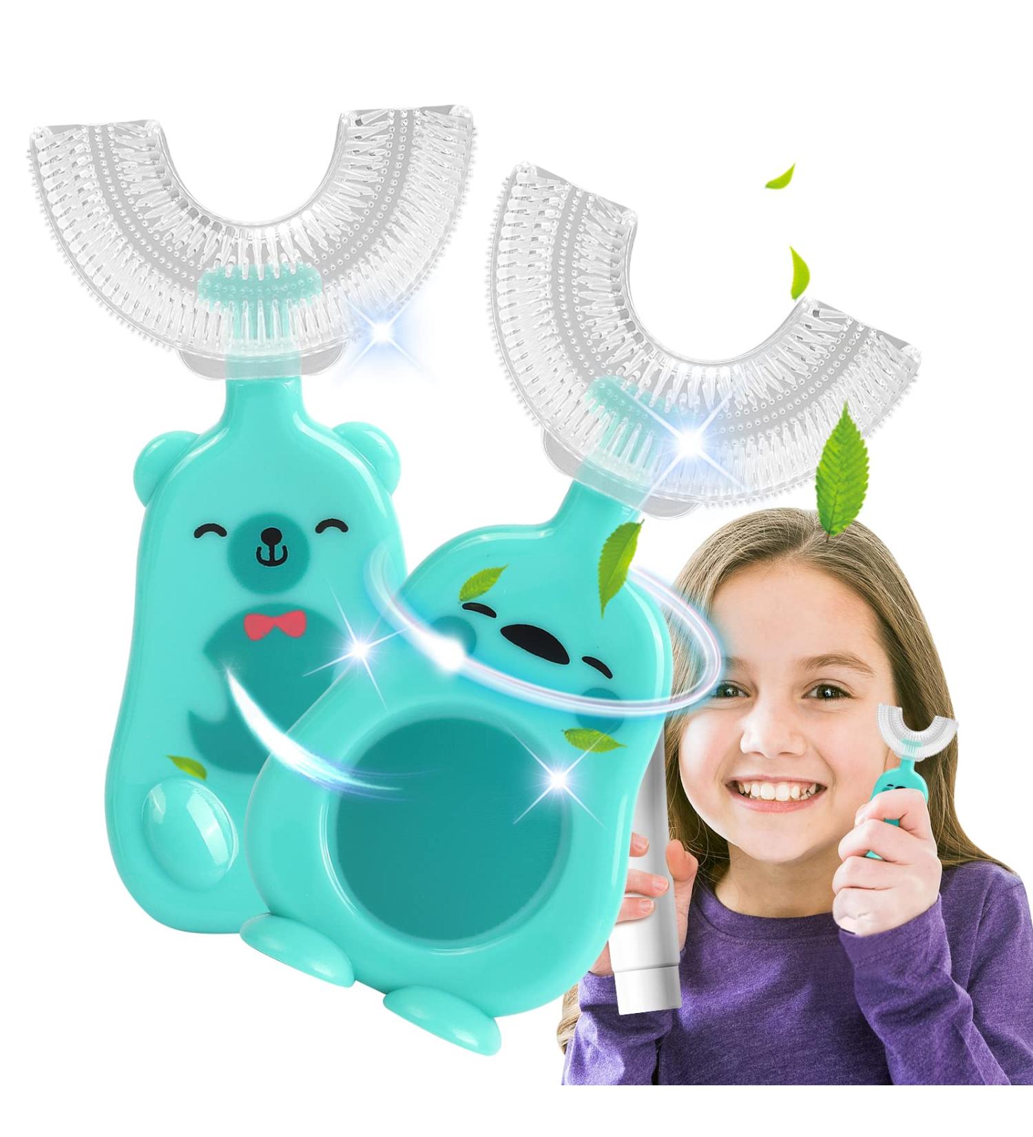 2 PCS U Shaped Silicone Kids Toothbrushes for All-Round Cleaning - BPA Free Duck and Bear Design (Ages 7-12) - Buy Online on GoSupps.com