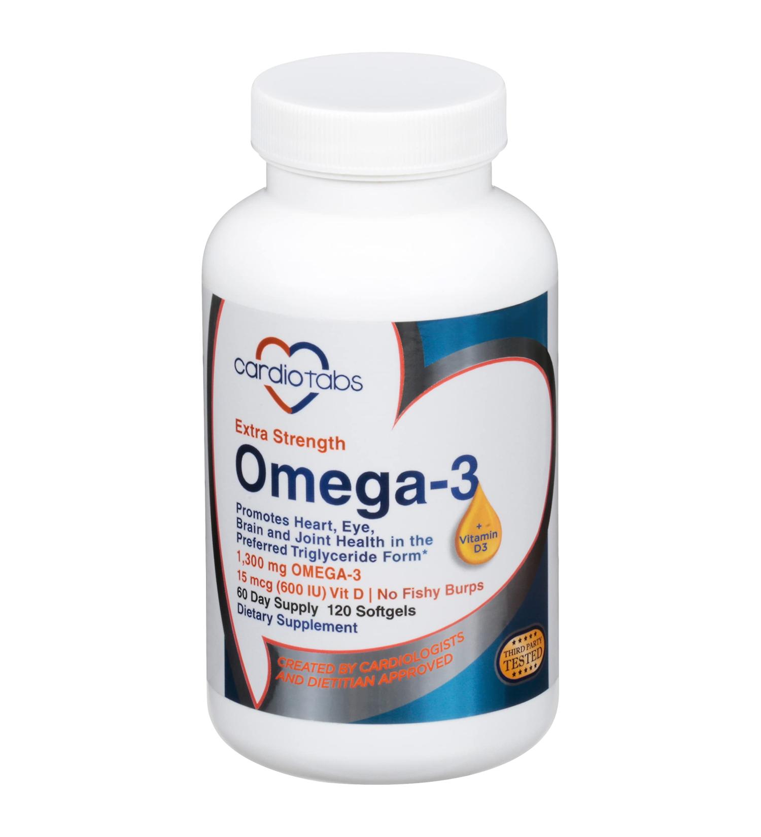 Omega-3 Extra Strength + Vitamin D3, Triglyceride Form, 1300 mg Omega-3, 600 DHA / 600 EPA, with 600 IU Vitamin D3 - Buy Online on GoSupps.com