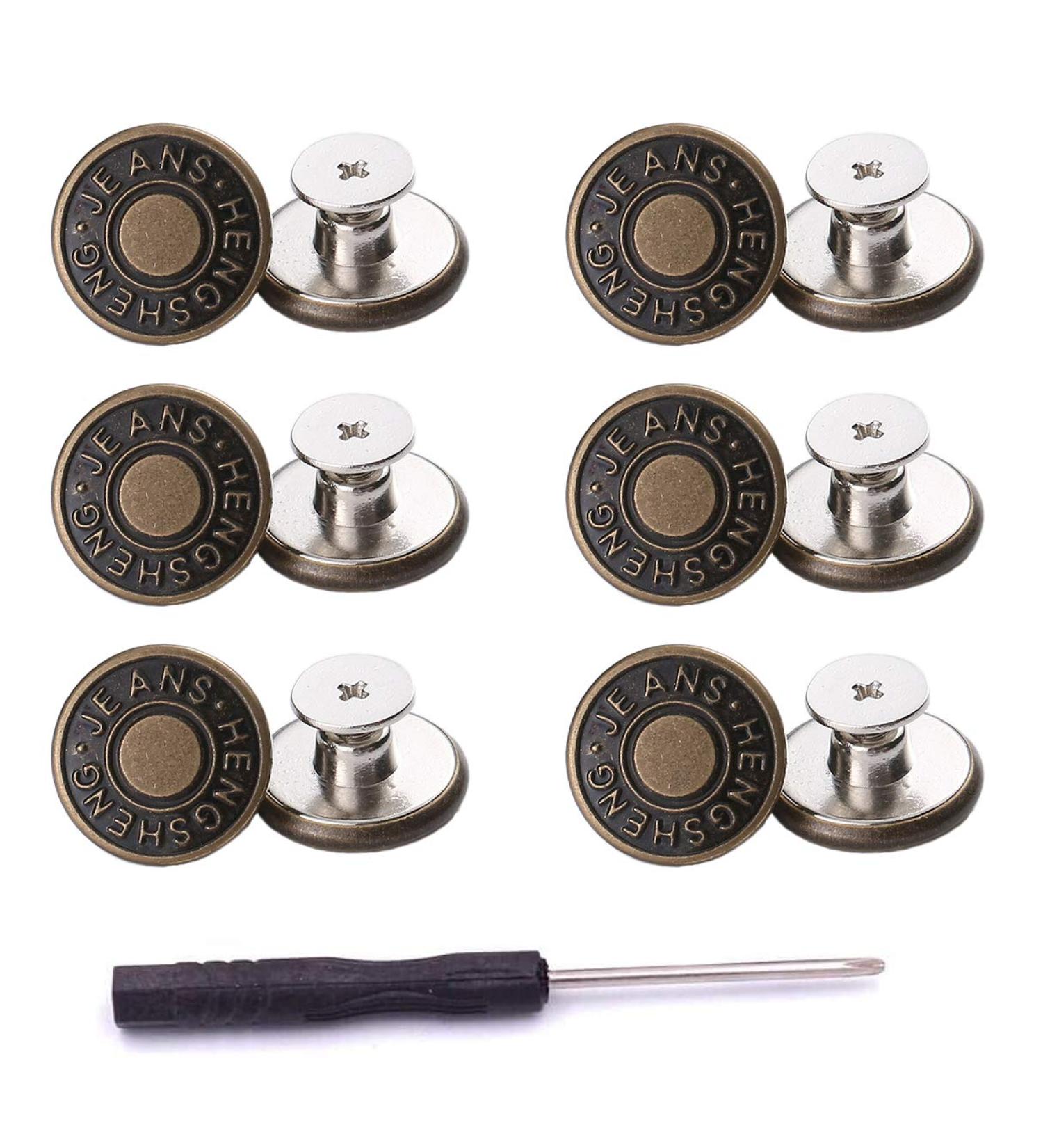 12 Pcs ICEYLI 17mm Metal Jeans Buttons Replacement Kit - No-Sew, Removable, Repair Combo - Buy Online on GoSupps.com