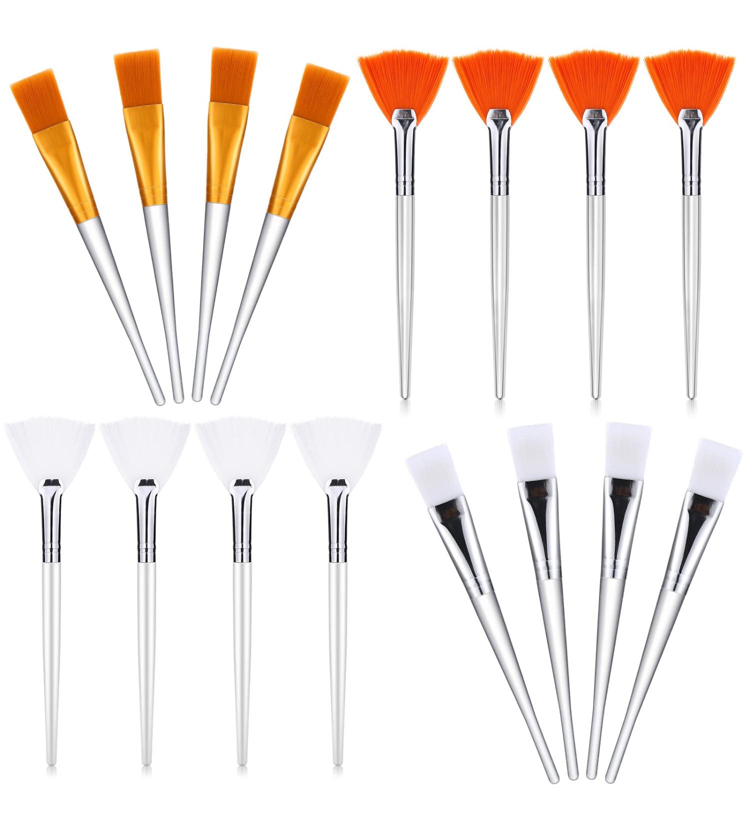 16-Piece Face Mask Fan Brush Applicator Set - Soft Facial Brushes for Makeup & Skincare - Ideal for Eyelash Extensions, Mud Masks, and Creams - 6 Inches Long - Buy Online on GoSupps.com
