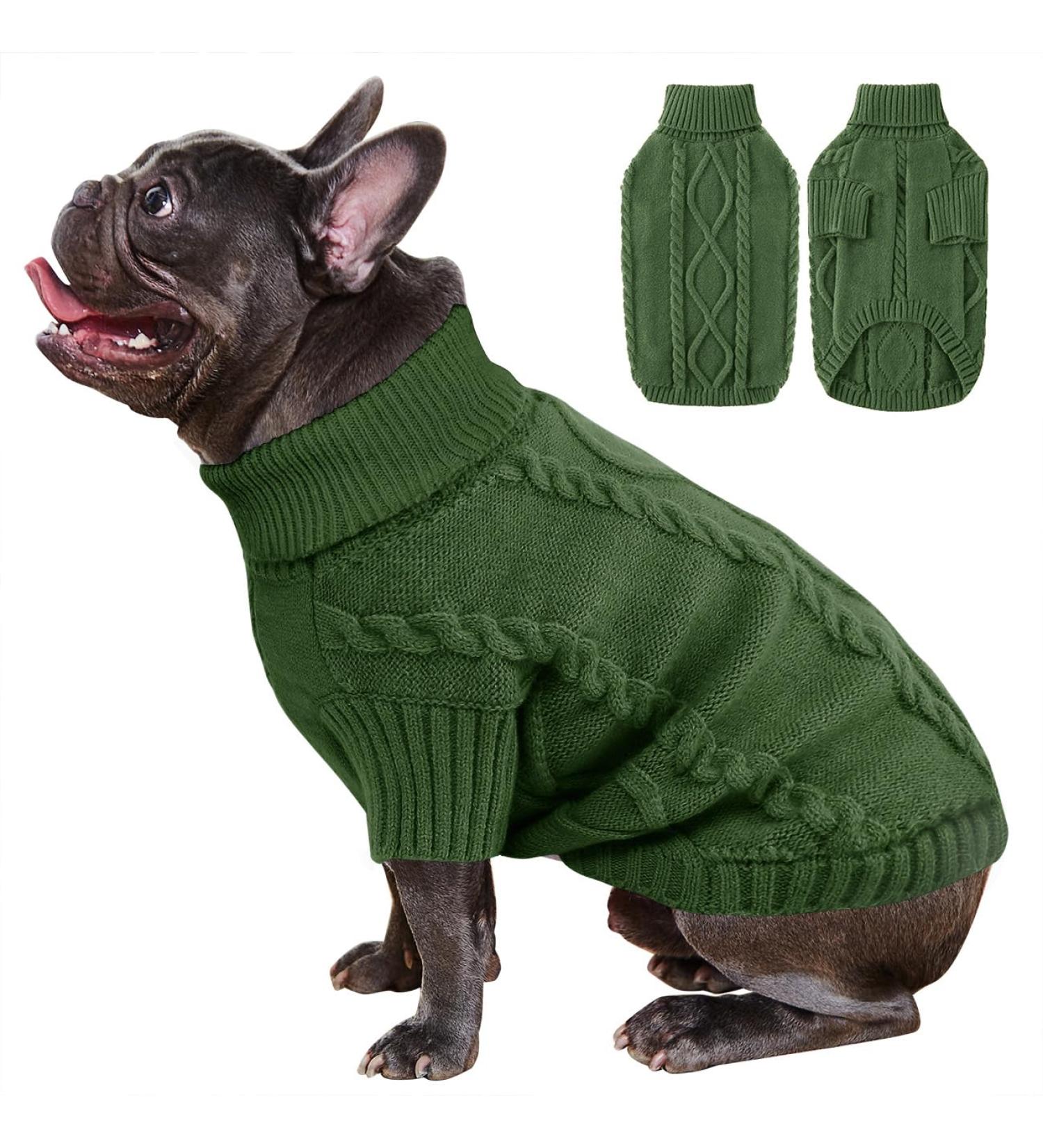 Alagirls Small Dog Sweater - Warm Turtleneck Winter Clothing for Chihuahua Yorkie Poodle & Pomsky - Army Green M - Buy Online on GoSupps.com