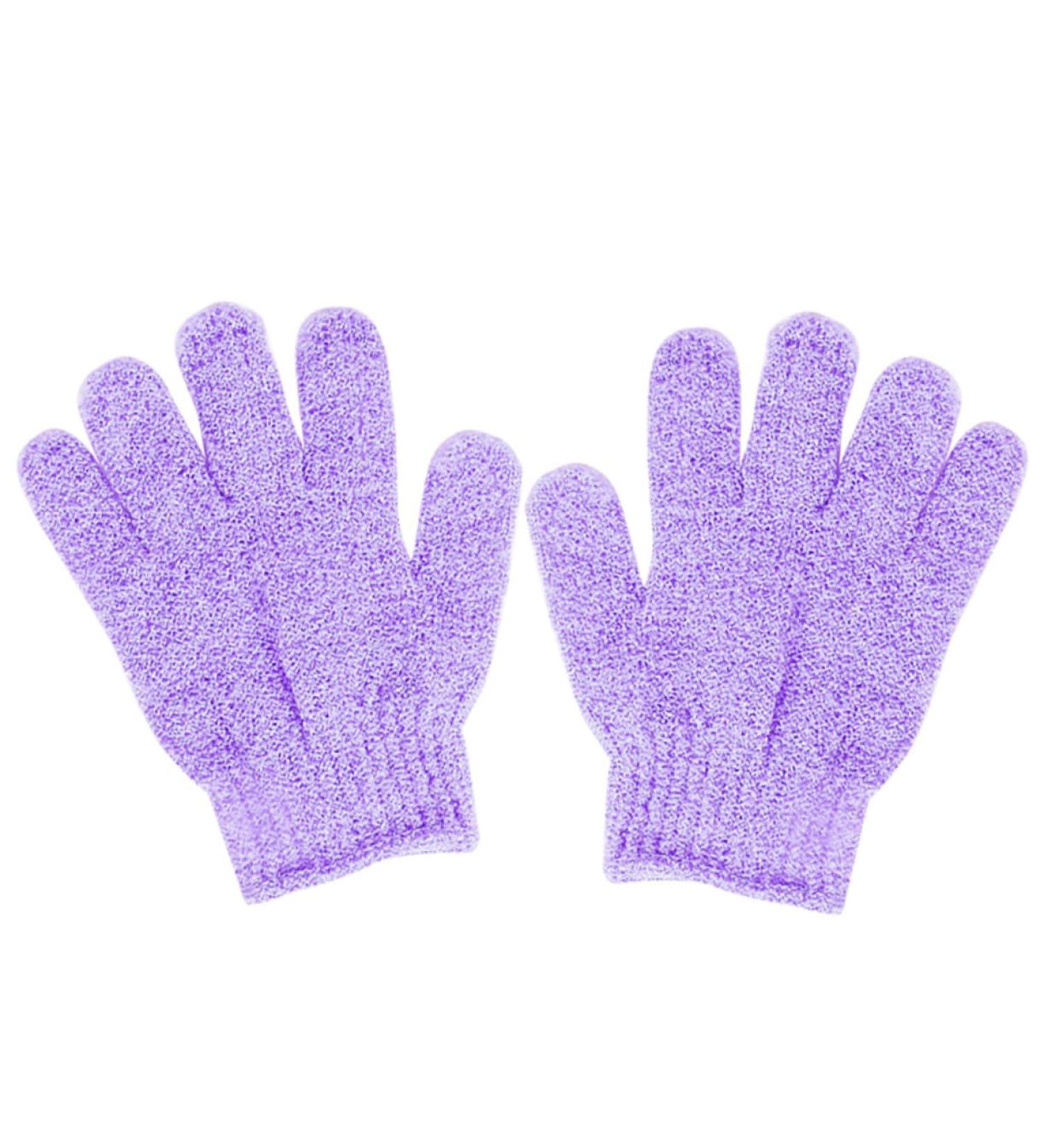 Medium Purple Exfoliating Bath Gloves - Pair Shower Gloves for Deep Cleansing & Scrubbing | Perfect Body Scrub Exfoliator - International Shipping Available - Buy Online on GoSupps.com