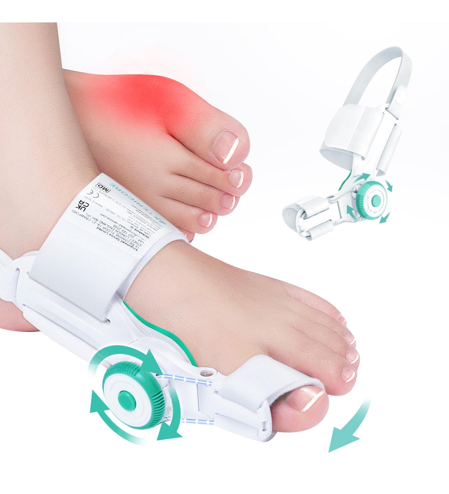 Bunion Corrector for Men & Women - Big Toe Relief Brace with Anti-Slip Heel Strap | Adjustable One Size (White & Green - Buy Online on GoSupps.com