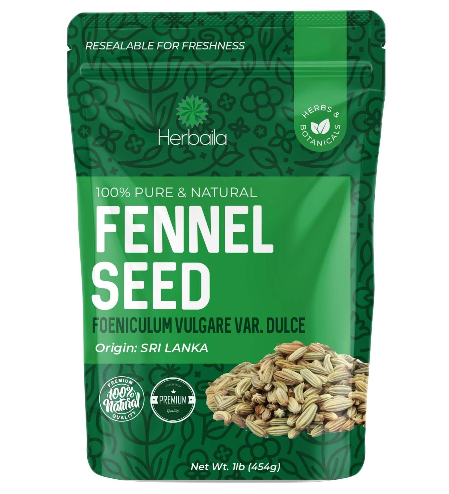 Fennel Seeds 1lb - Supports Healthy Digestion, Relieves Bloating/Gas - Bulk Resealable Bag - Non-GMO & Kosher - Buy Online on GoSupps.com
