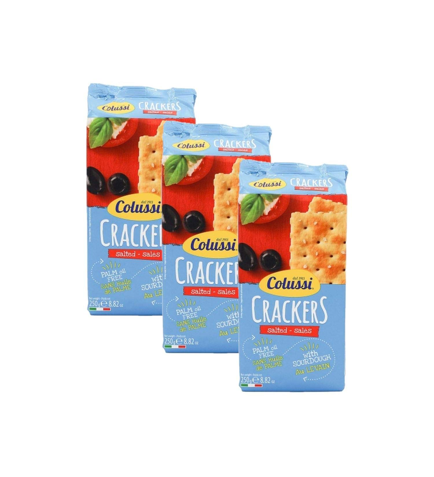 Lot 3x Salty Crackers - Colussi - 250g pack