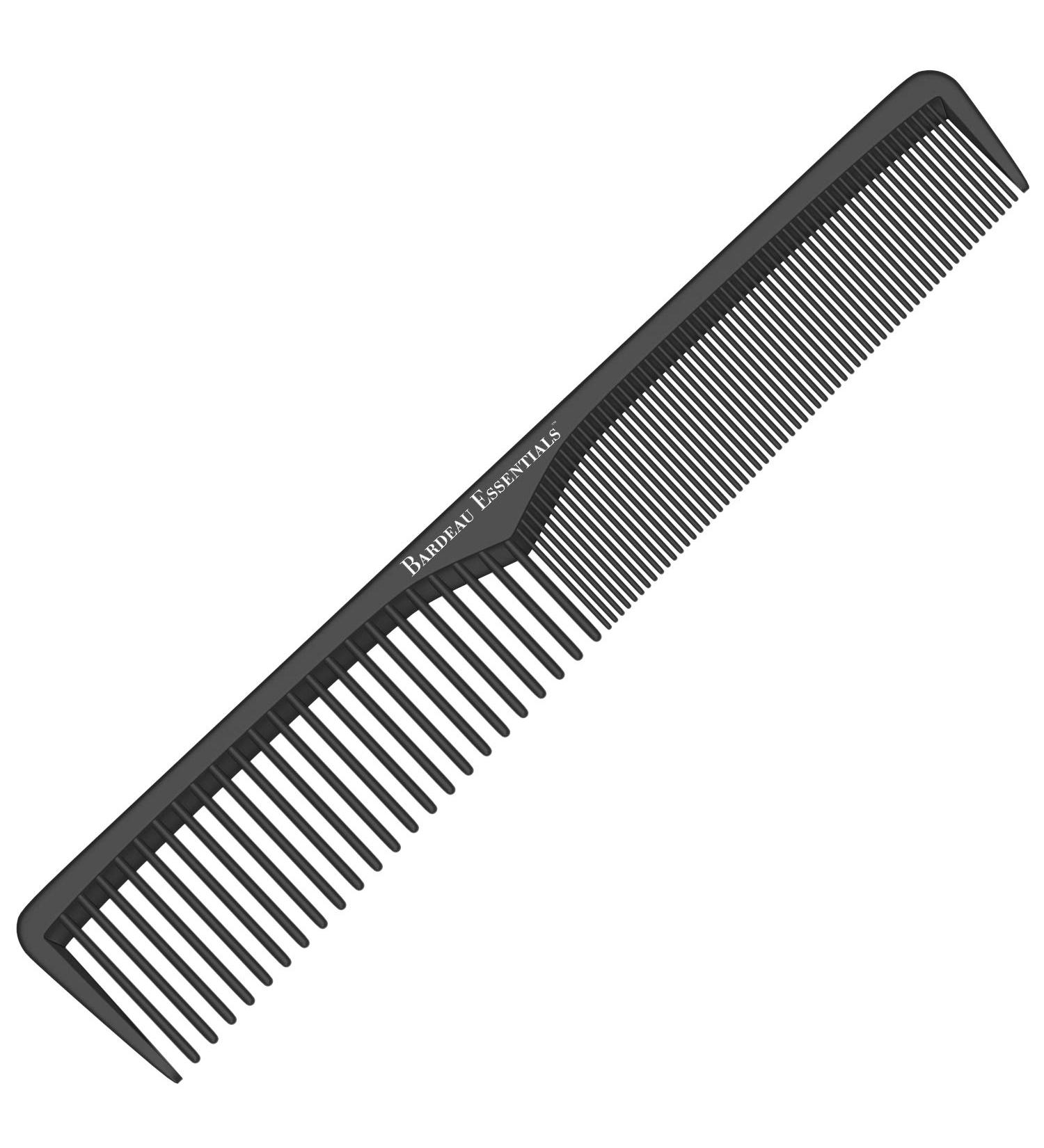Bardeau Essentials Professional 7 Inch Styling Comb - Black Carbon Fiber, Anti Static, Chemical & Heat Resistant - Fine & Wide Tooth for All Hair Types - Men & Women - Single Pack - Buy Online on GoSupps.com
