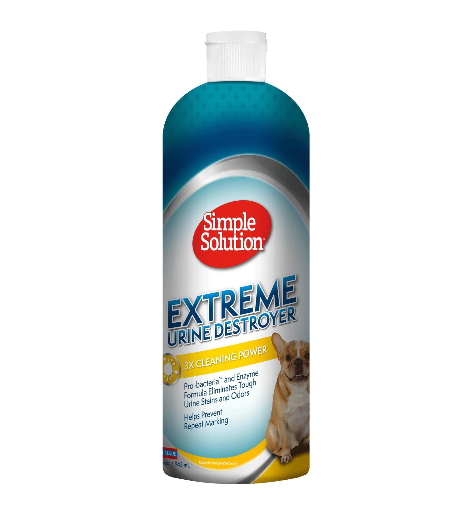 Simple Solution Urine Destroyer Enzymatic Cleaner 32 oz - Pet Stain & Odor Remover | 2X Pro-Bacteria Power | Easy Pour Bottle - Buy Online on GoSupps.com