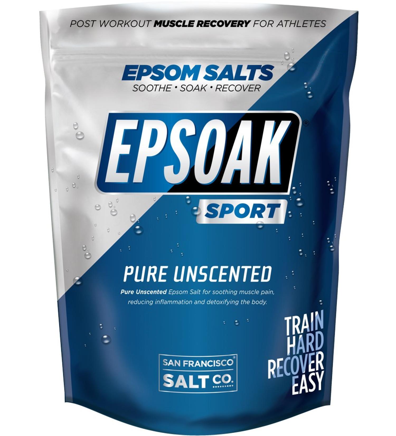 Epsoak SPORT Epsom Salt for Athletes - PURE UNSCENTED Magnesium Sulfate (5lb Bulk Bag) - Buy Online on GoSupps.com