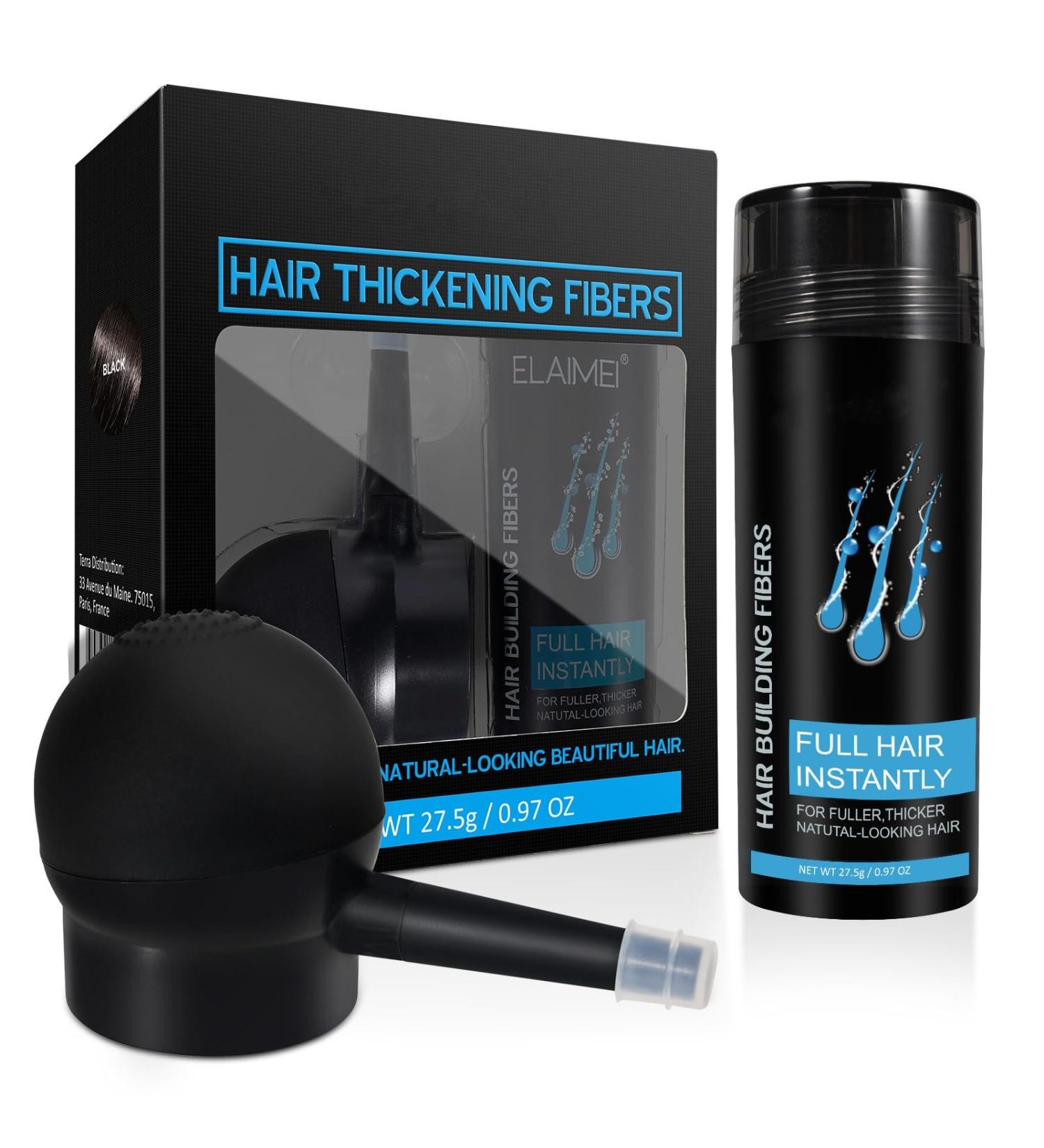 Hair Building Fibers Professional Quality Fibre Hair Powder Spray Hair Fibres Dark Brown Hair Loss Concealer for Men and Women for Bald Spots & Thinning Hair(Dark Brown Set) - Buy Online on GoSupps.com