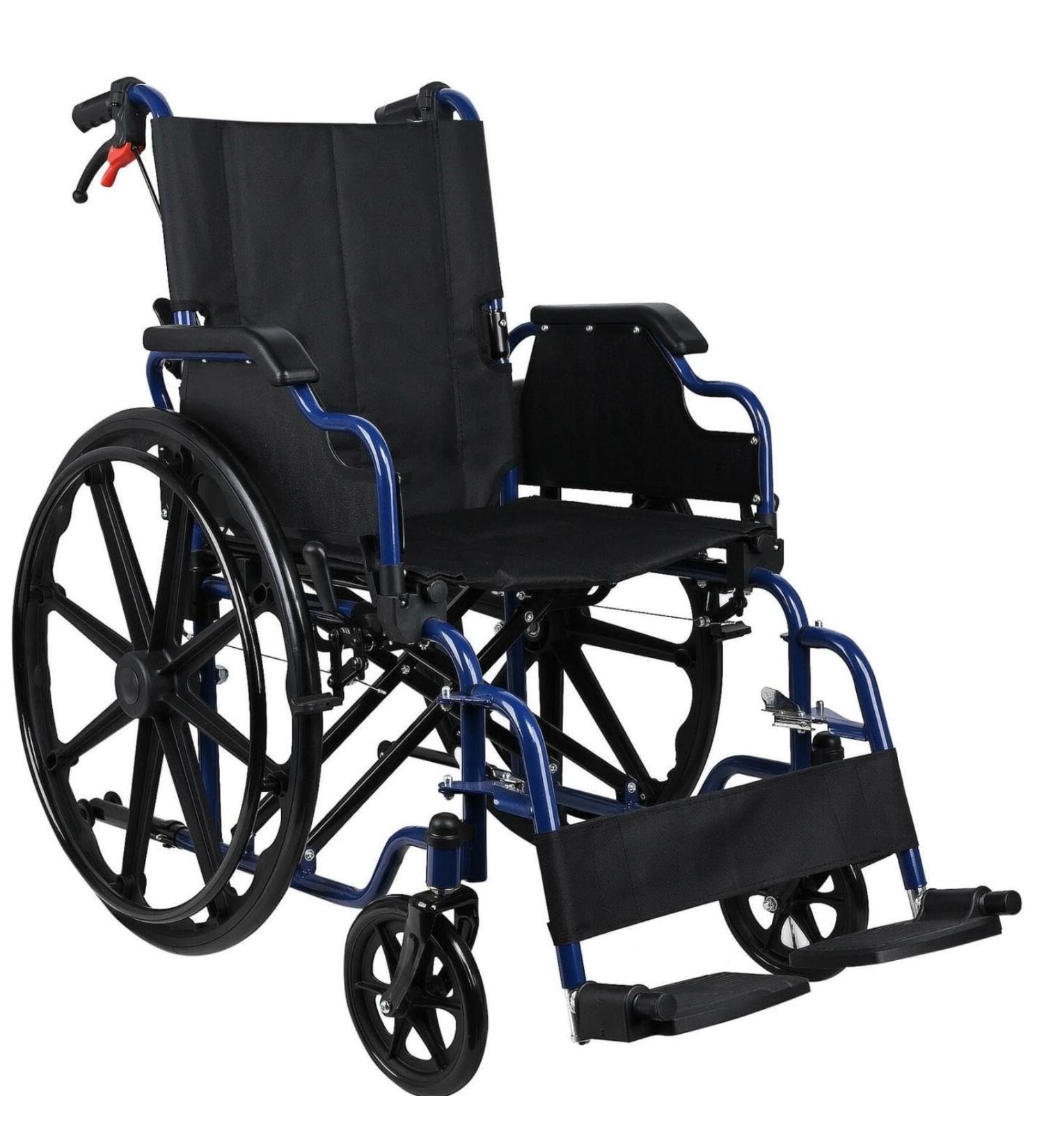 LIVINGbasics Light Weight Wheelchair with Flip Back Desk Arms Swing Away Footrests 18-Inch Seat Width Foldable Weight Capacity: 220lb (100kg) - Buy Online on GoSupps.com