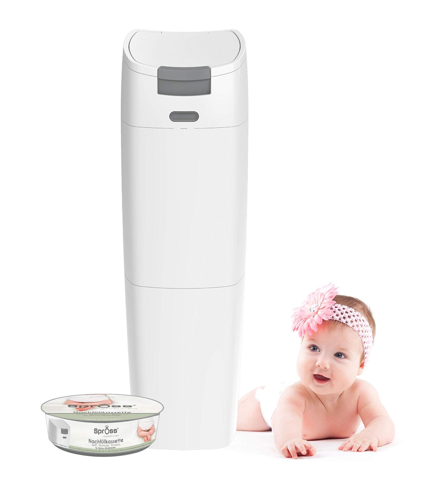 Buy Spring Baby Diapers with Odor-Tight System & One-Handed Control - 2-Piece Refill Cassette Trash Can - International Shipping Available - Buy Online on GoSupps.com