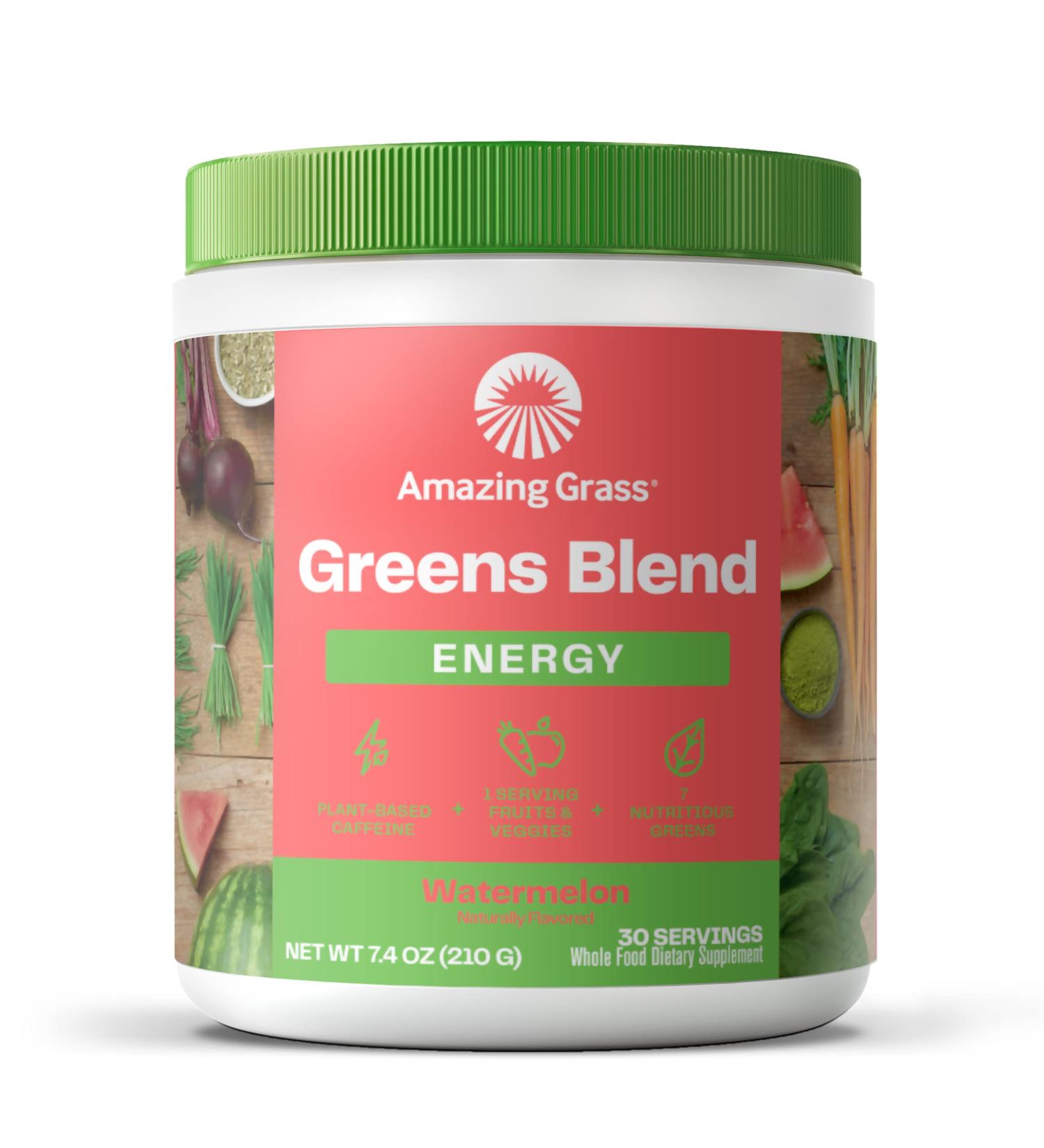 Amazing Grass Green Superfood Energy - Watermelon 7.4 oz | Natural Energy Boost - Buy Online on GoSupps.com