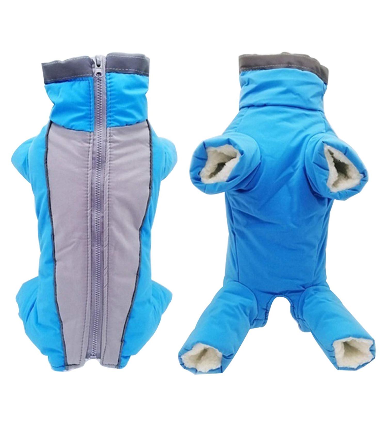 Dog Jacket for Winter | Waterproof Fleece Lined Coat | Warm Autumn Clothing for Female Dogs - Blue Size S - Buy Online on GoSupps.com