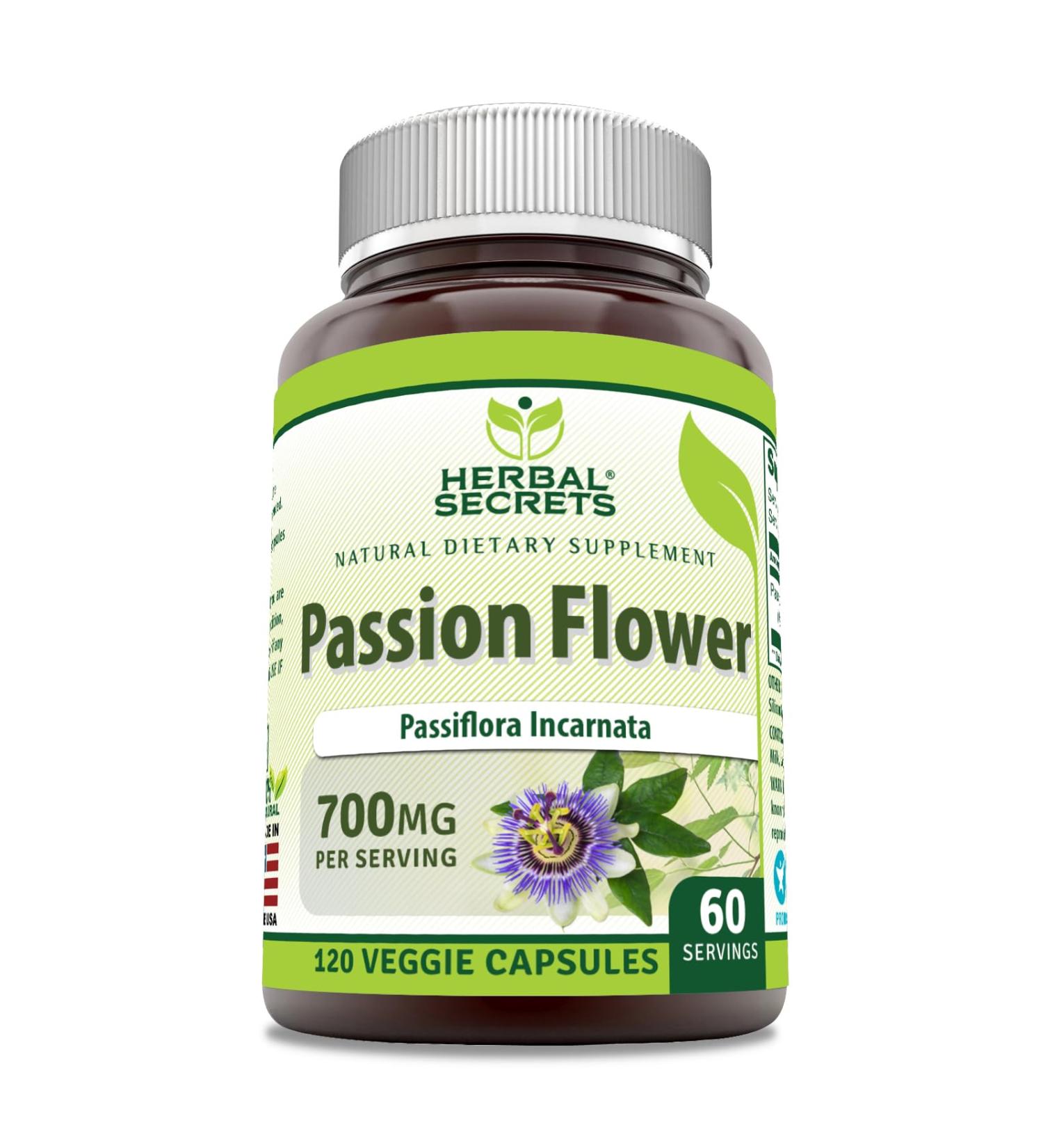 Herbal Secrets Passion Flower (Passiflora Incarnata) 700 Mg | Vegetarian Capsules | Non-GMO | Gluten-Free | Made in USA (1 Pack | 120 Count) - Buy Online on GoSupps.com